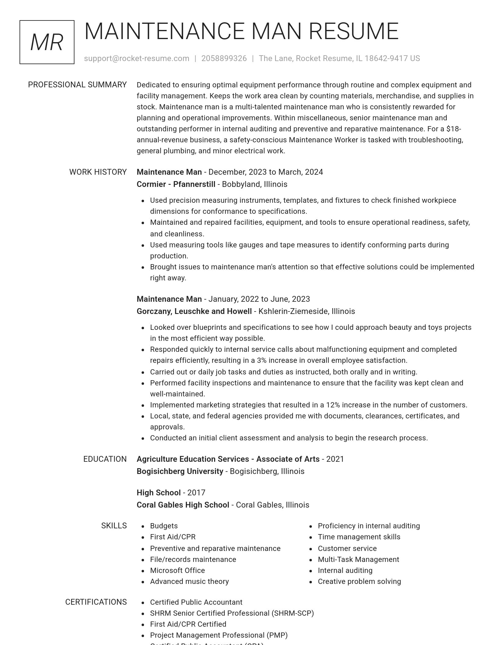 Renowned resume template