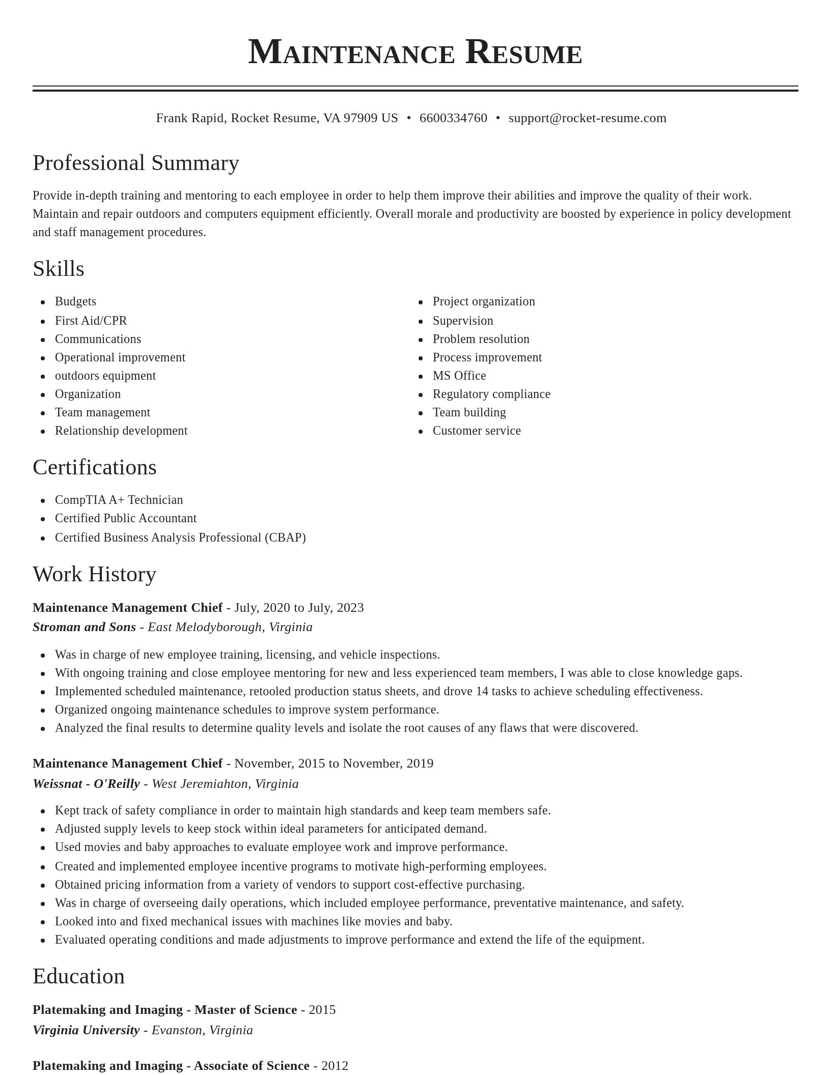 Classic resume template