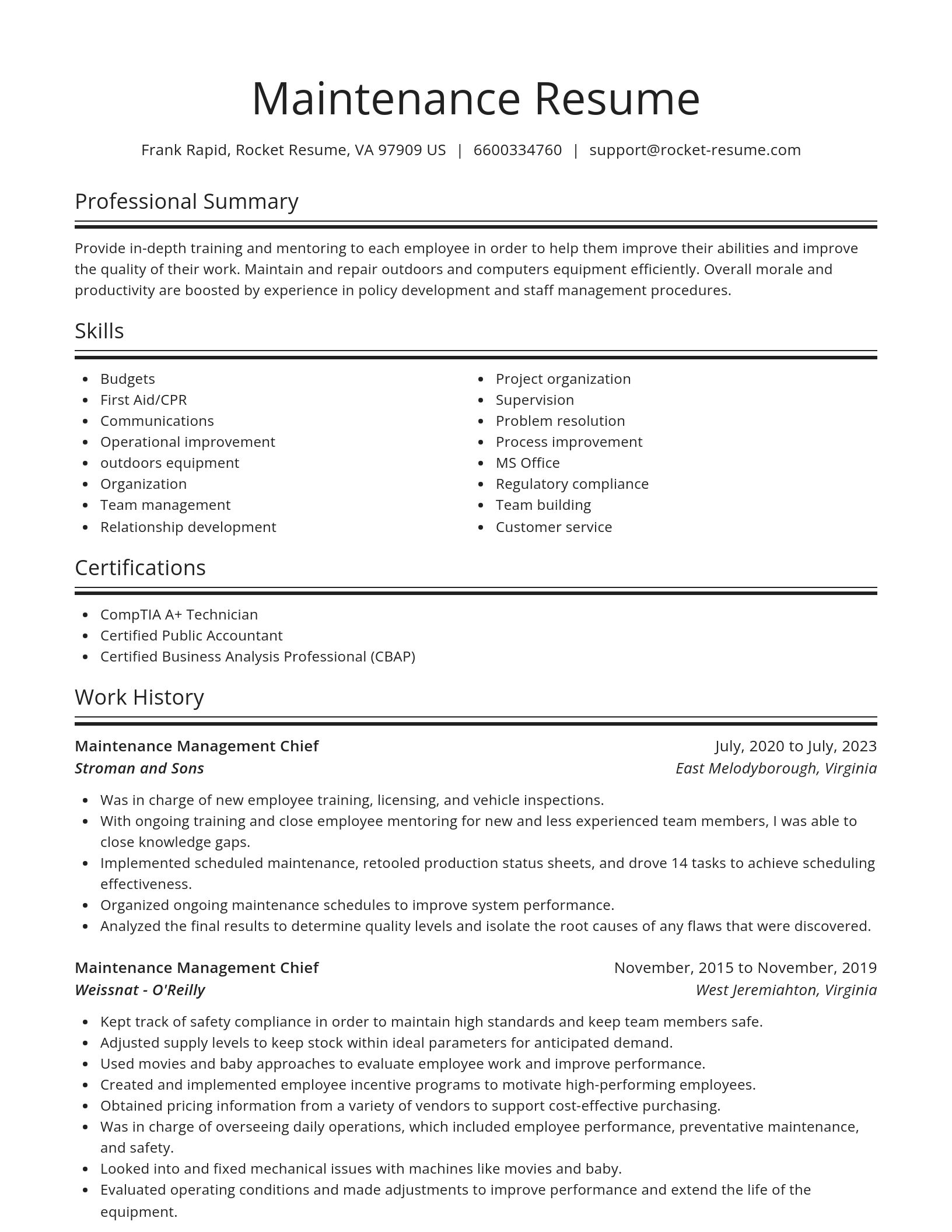 Spotlight resume template