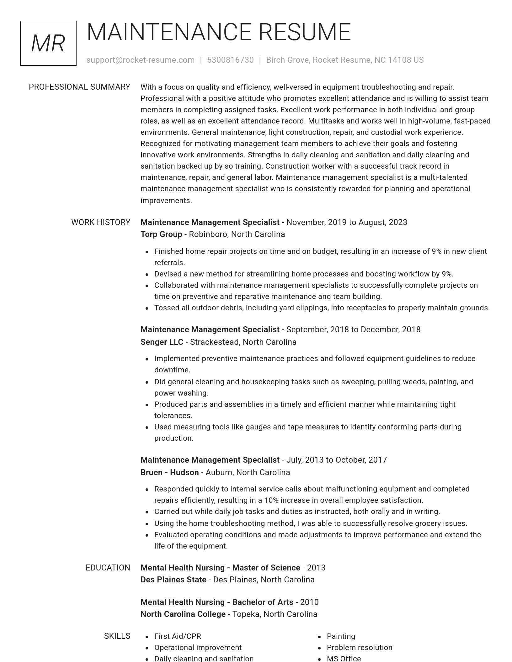 Renowned resume template