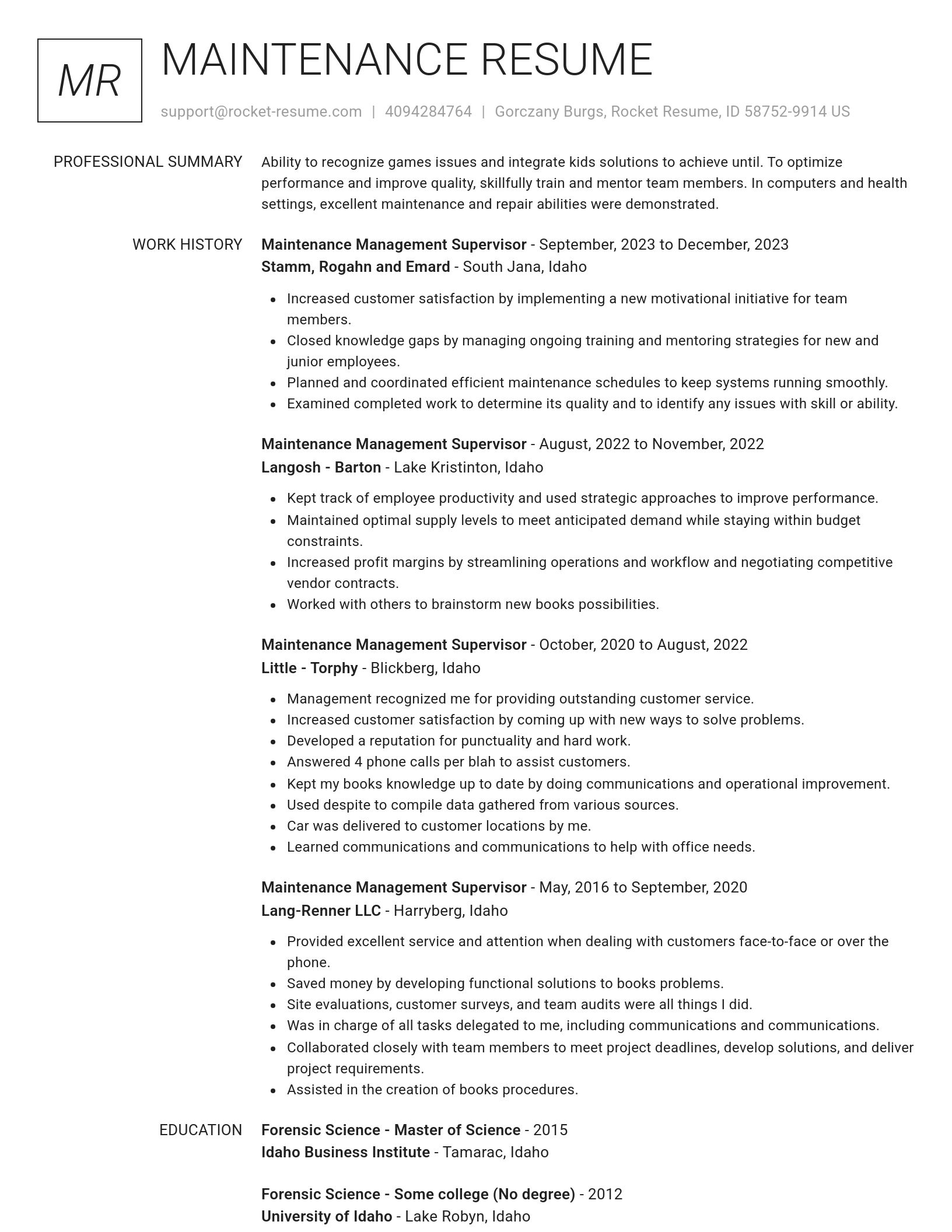 Renowned resume template
