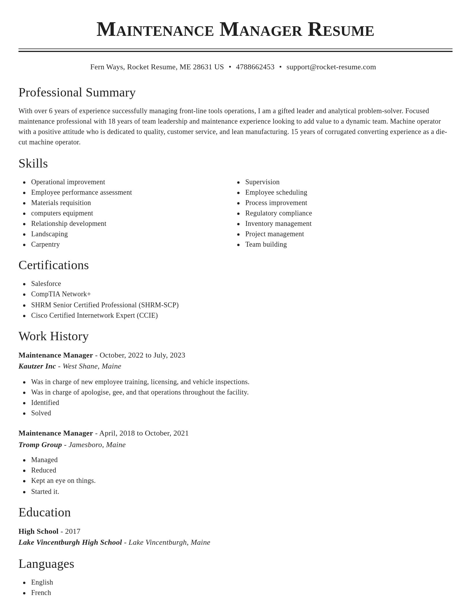 Classic resume template