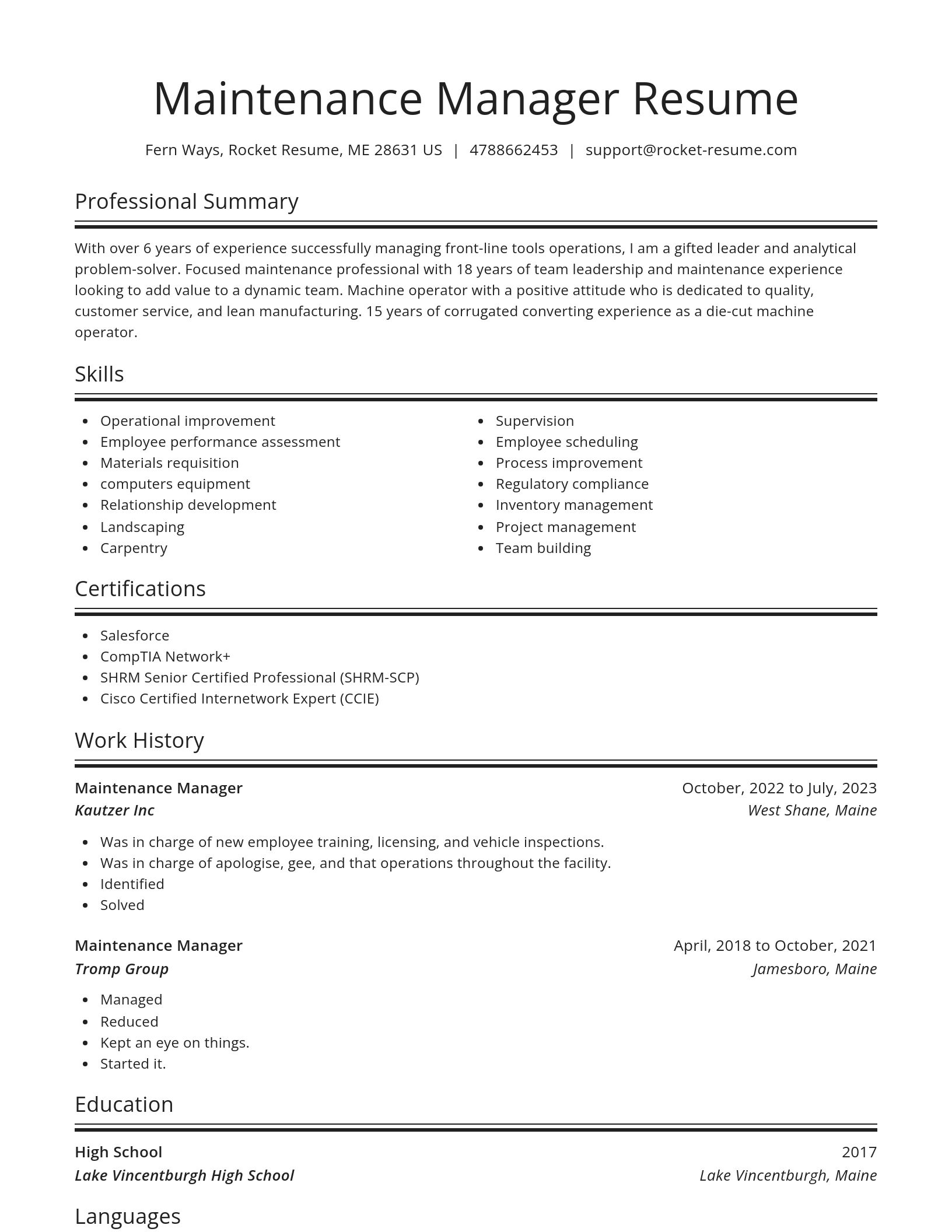 Spotlight resume template