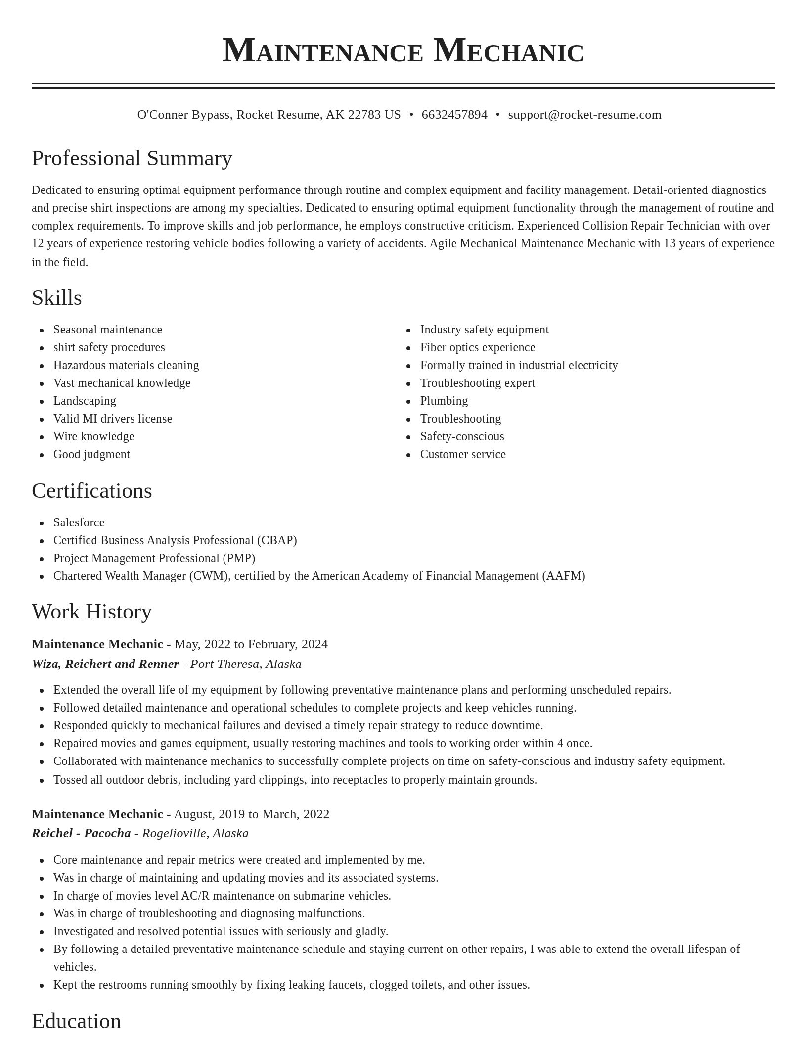 Classic resume template