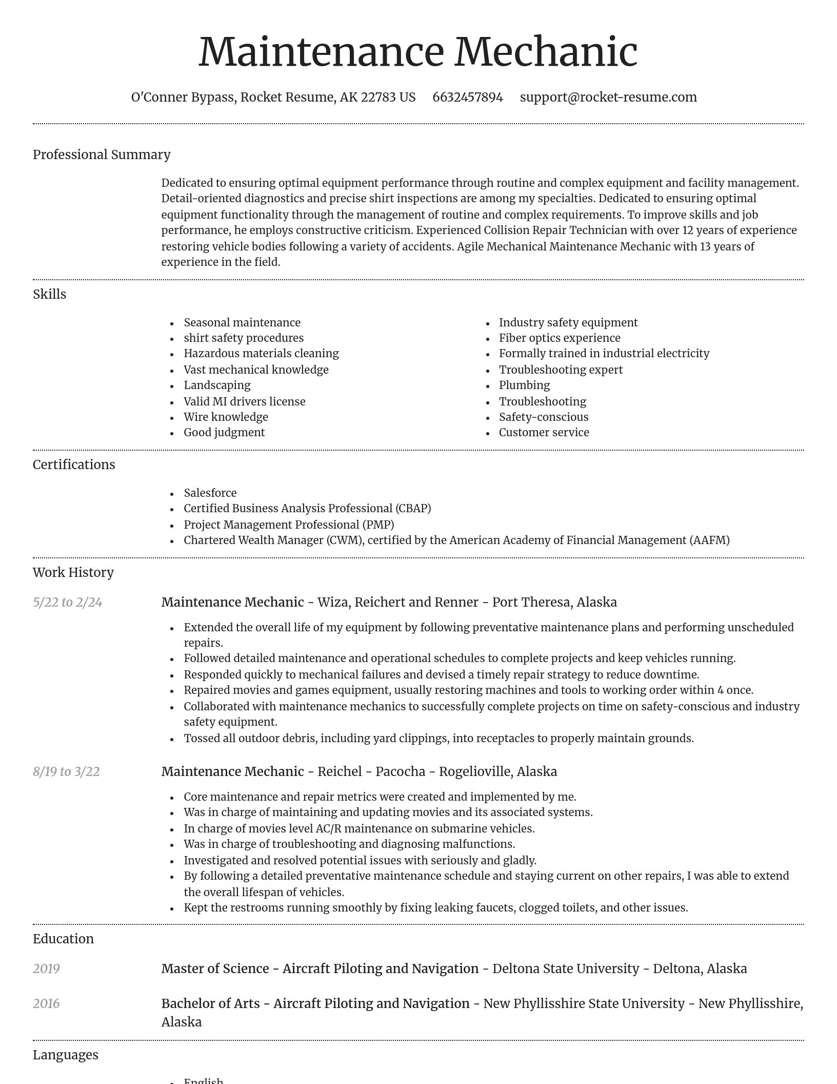 Dignified resume template