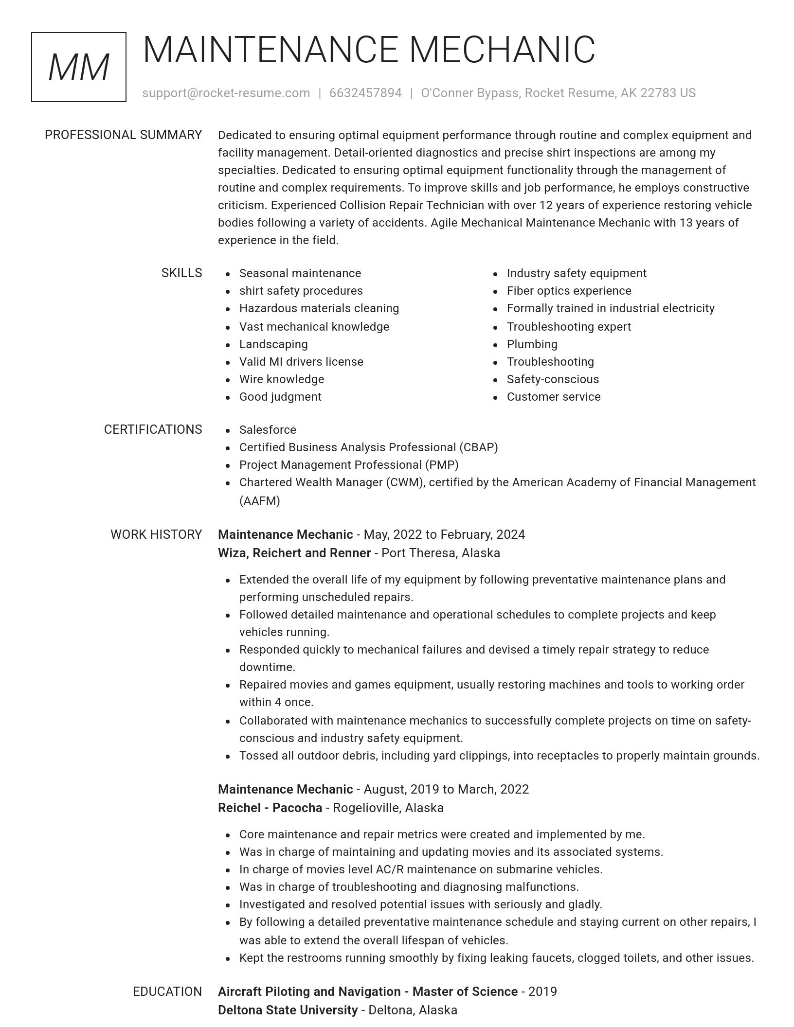 Renowned resume template