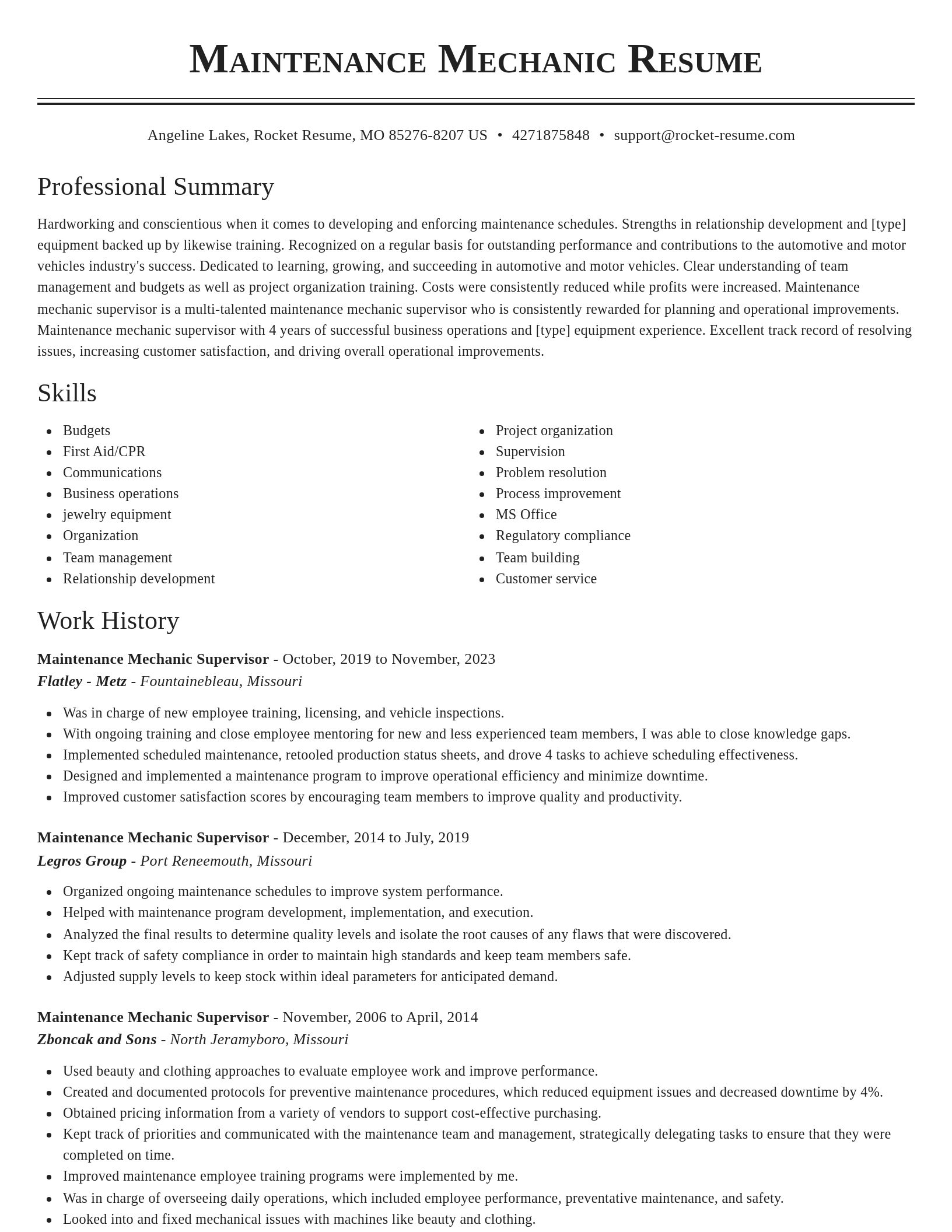 Classic resume template