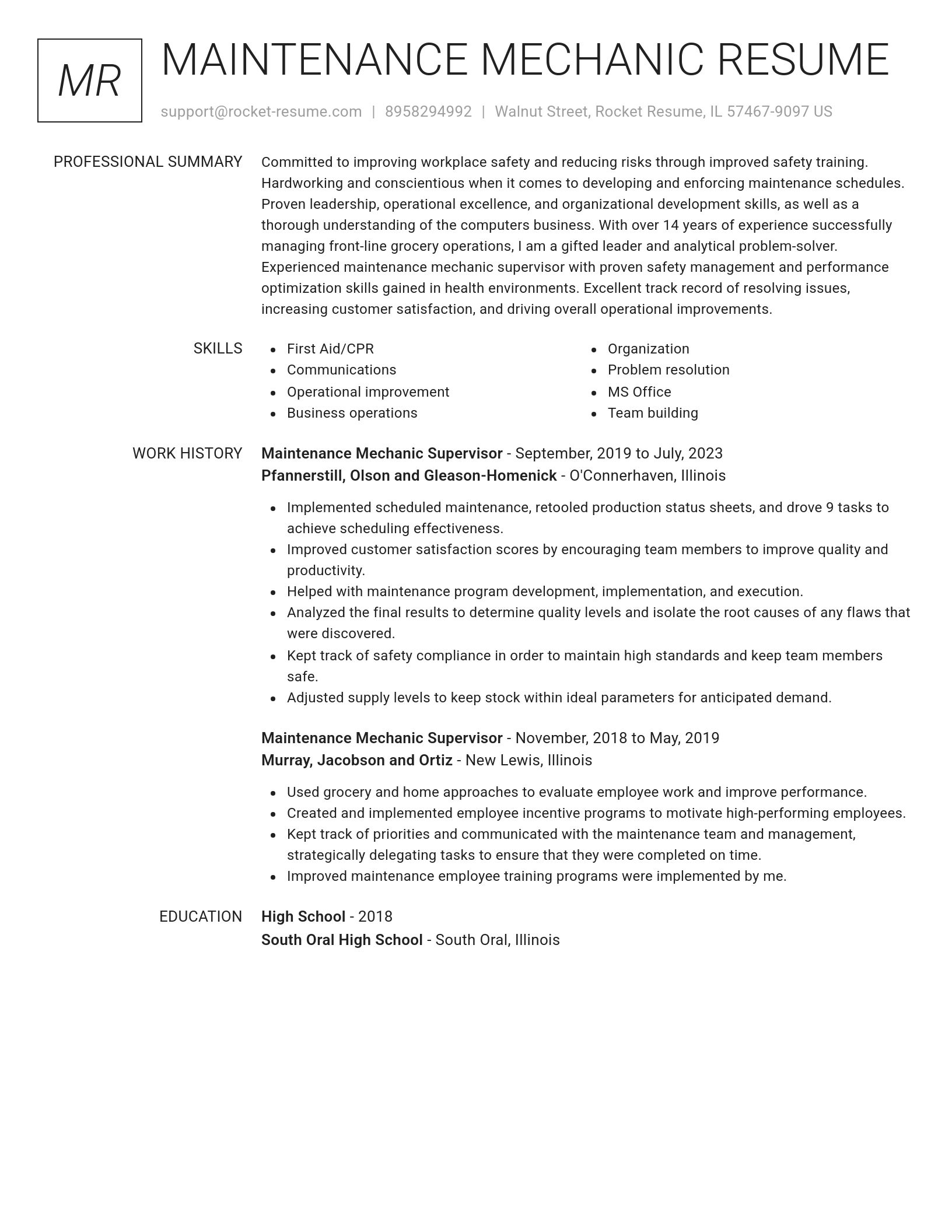 Renowned resume template