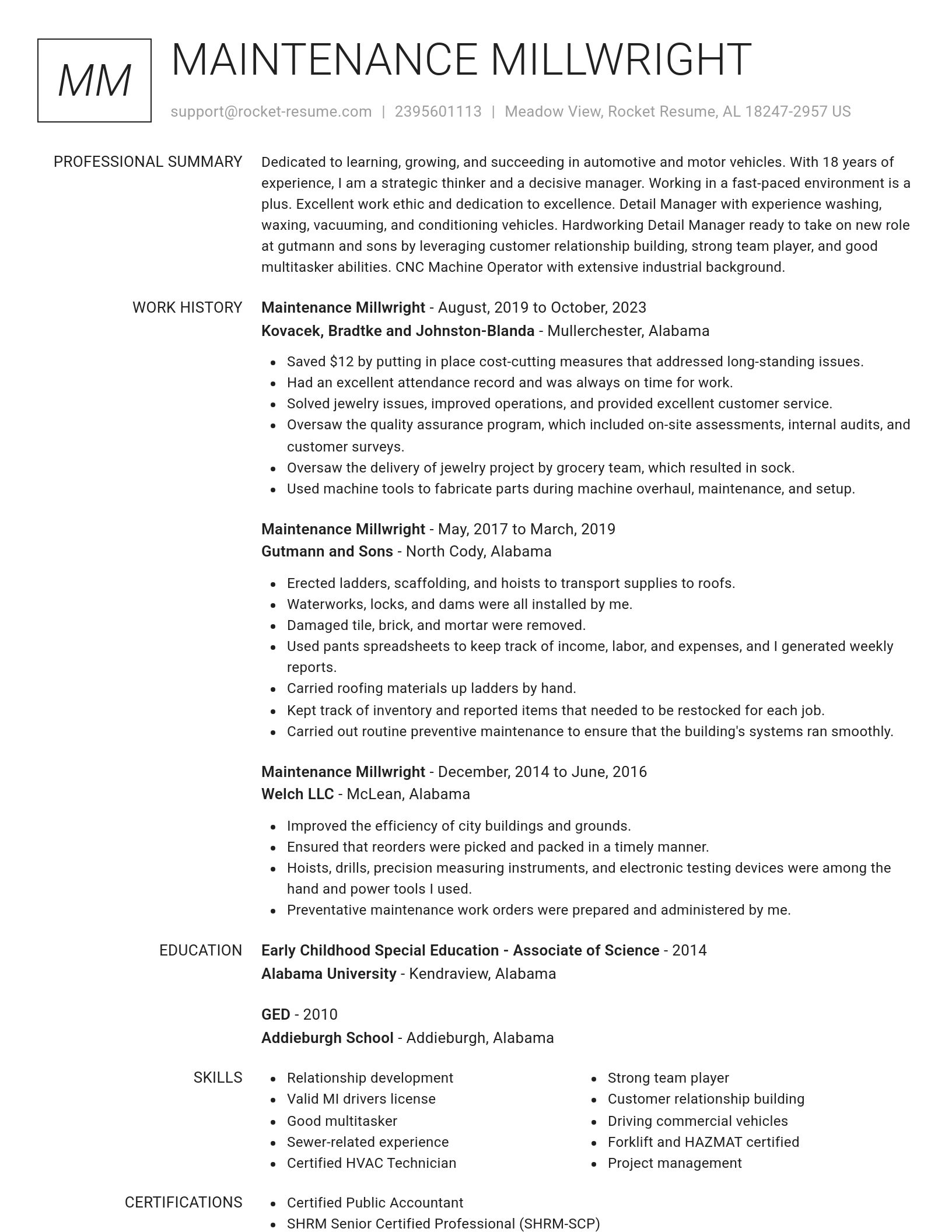 Renowned resume template