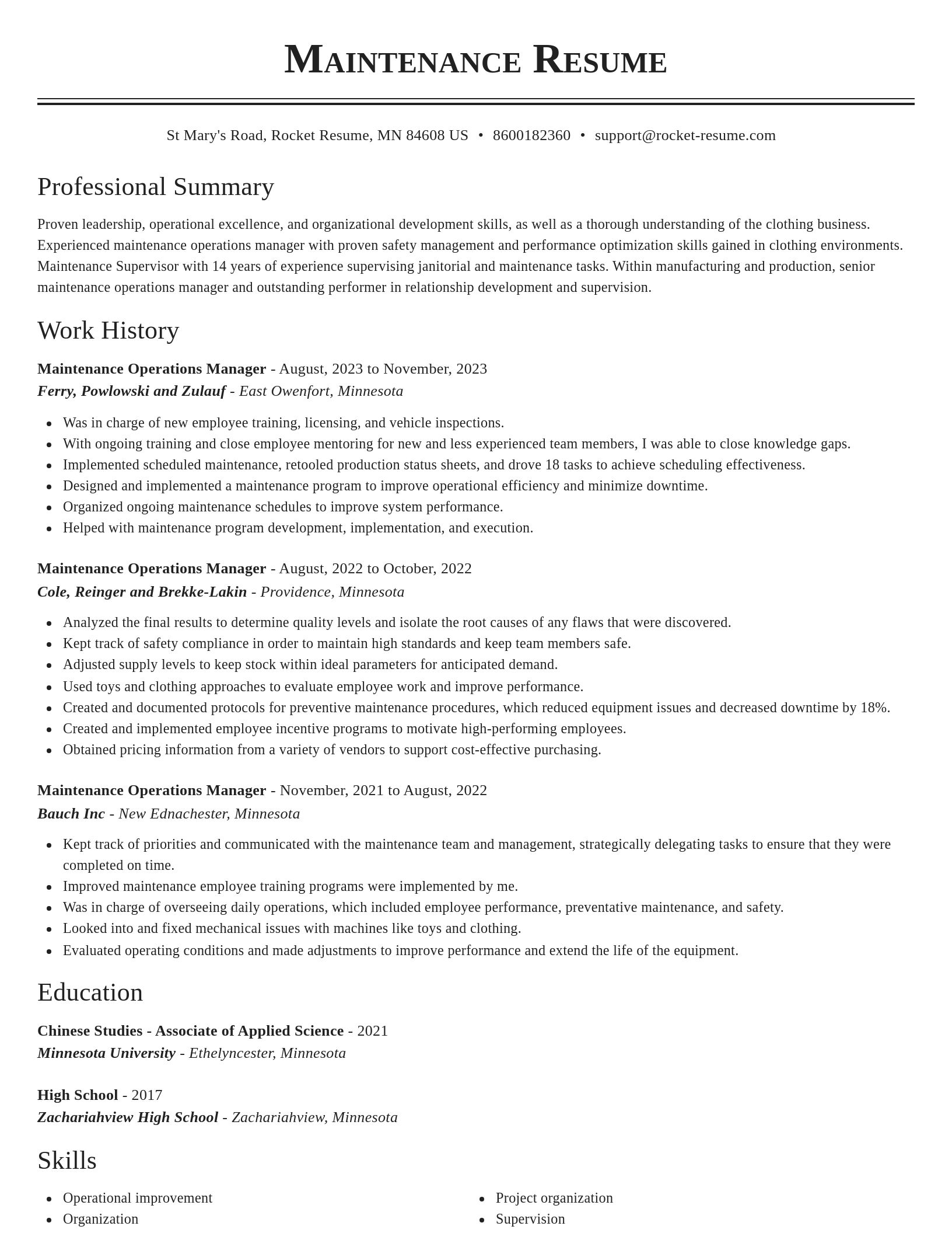 Classic resume template