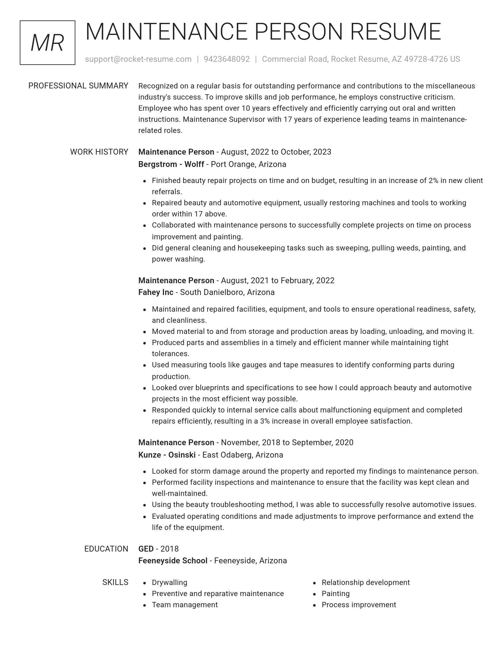 Renowned resume template