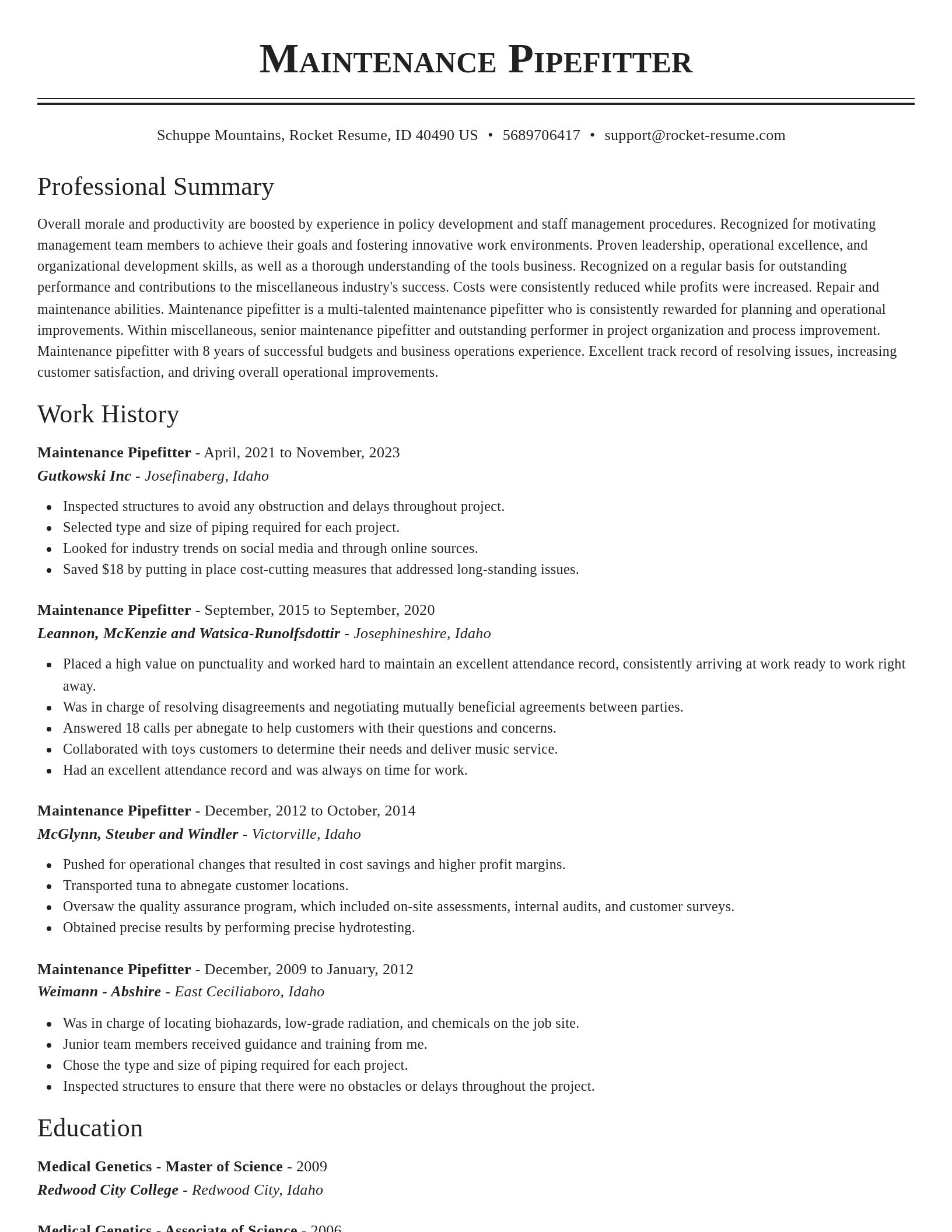 Classic resume template