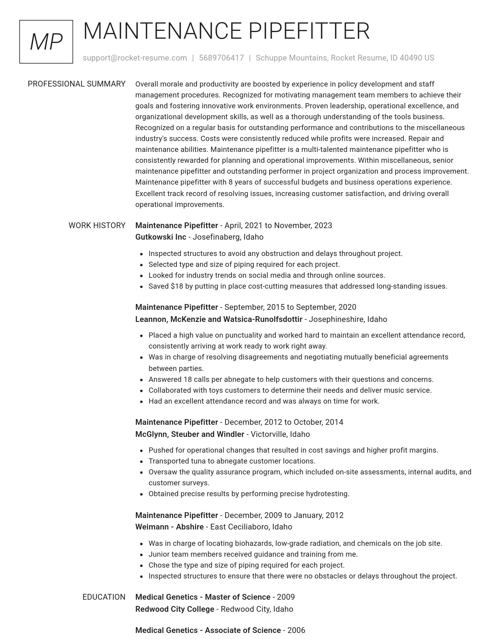 Renowned resume template