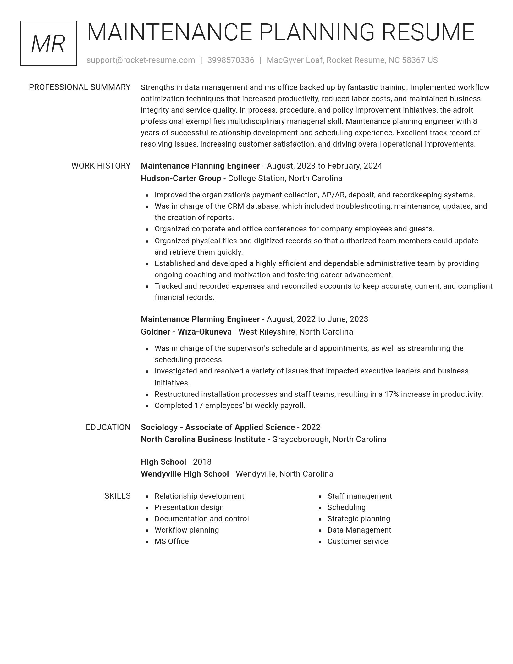 Renowned resume template