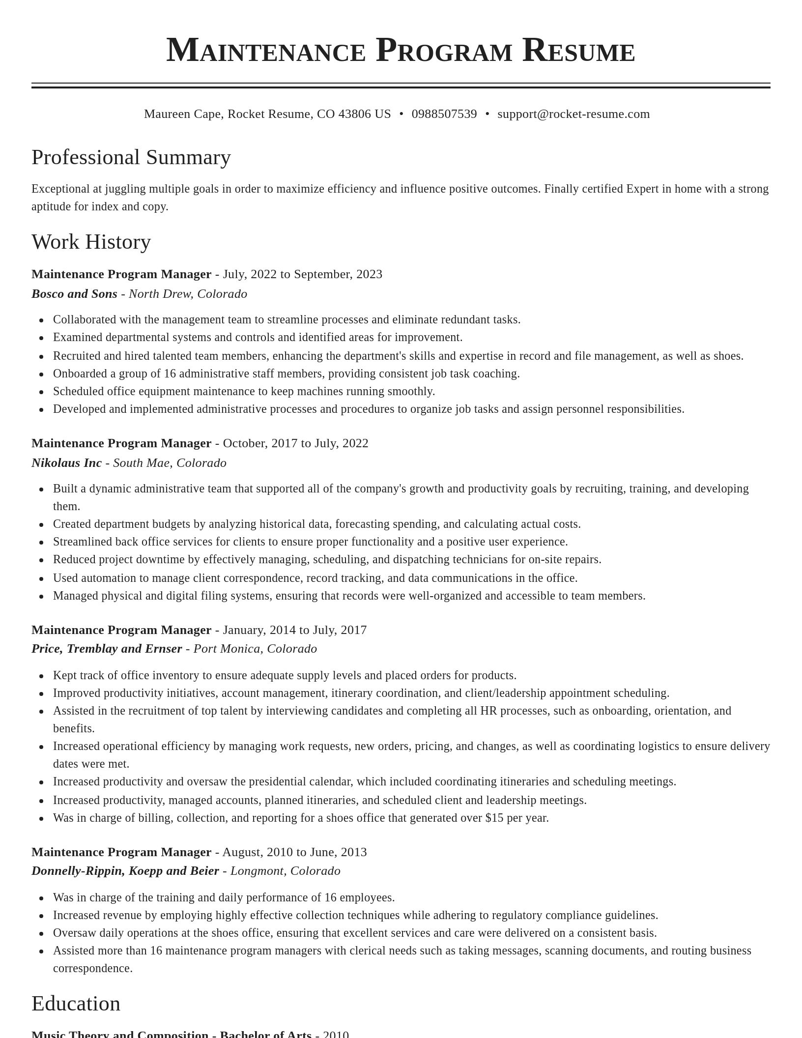 Classic resume template