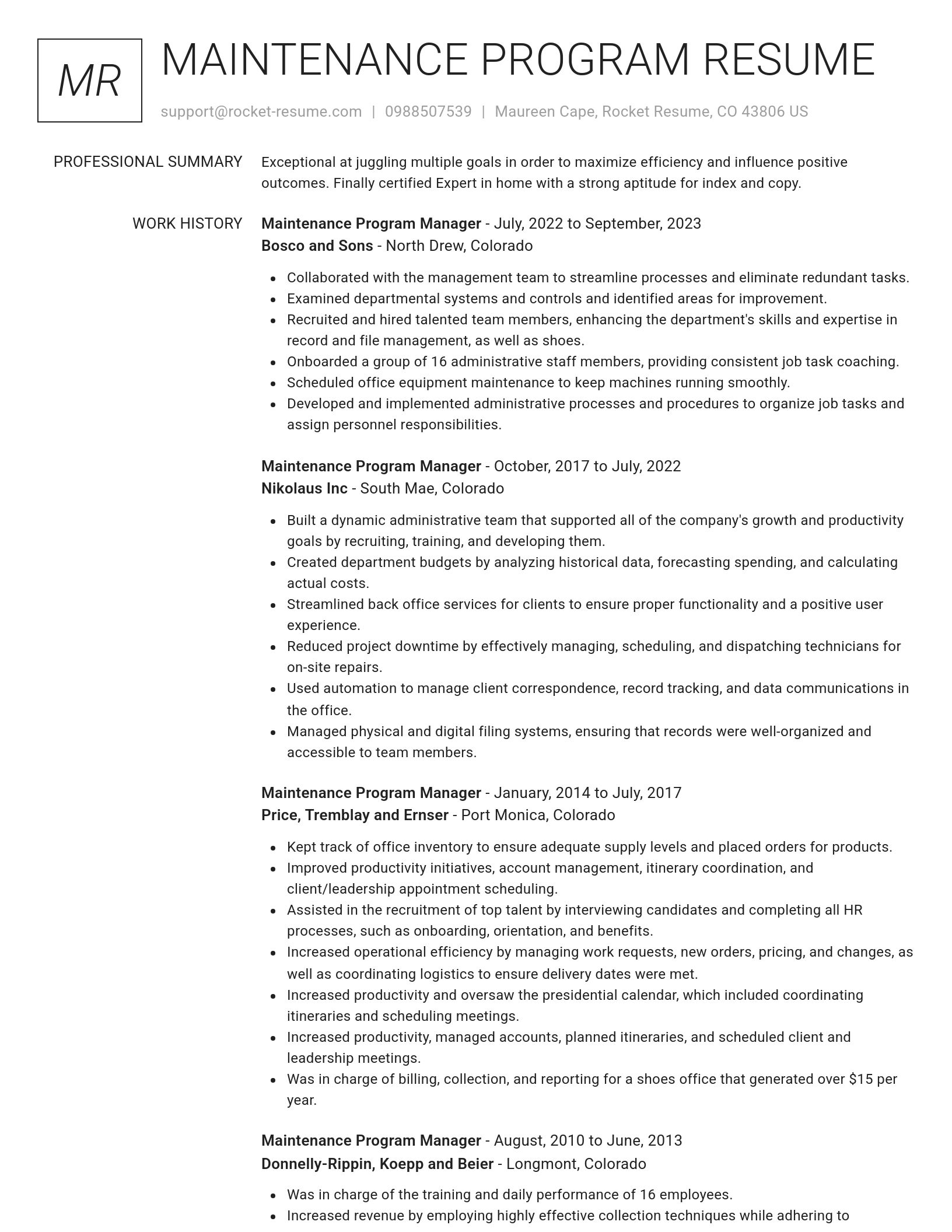 Renowned resume template