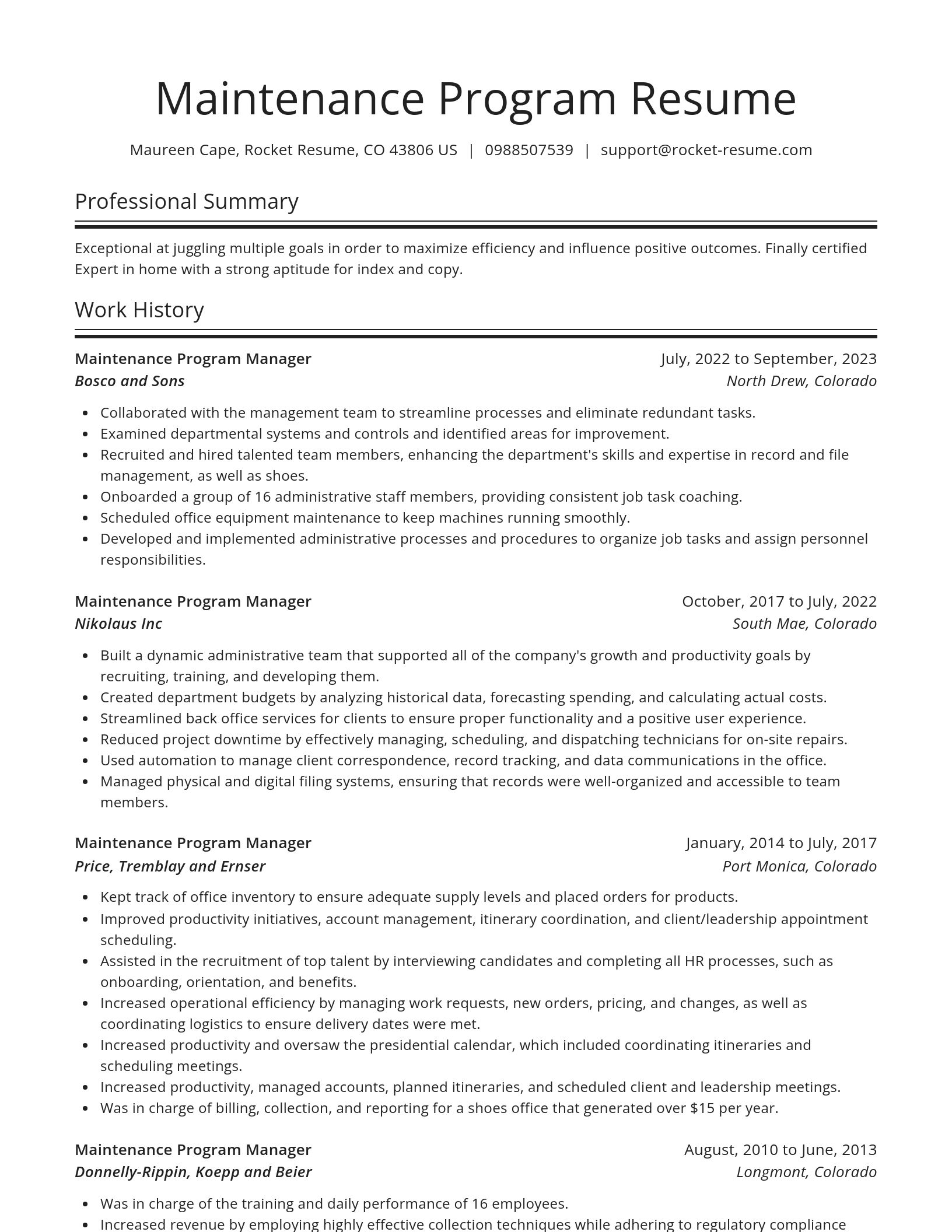 Spotlight resume template