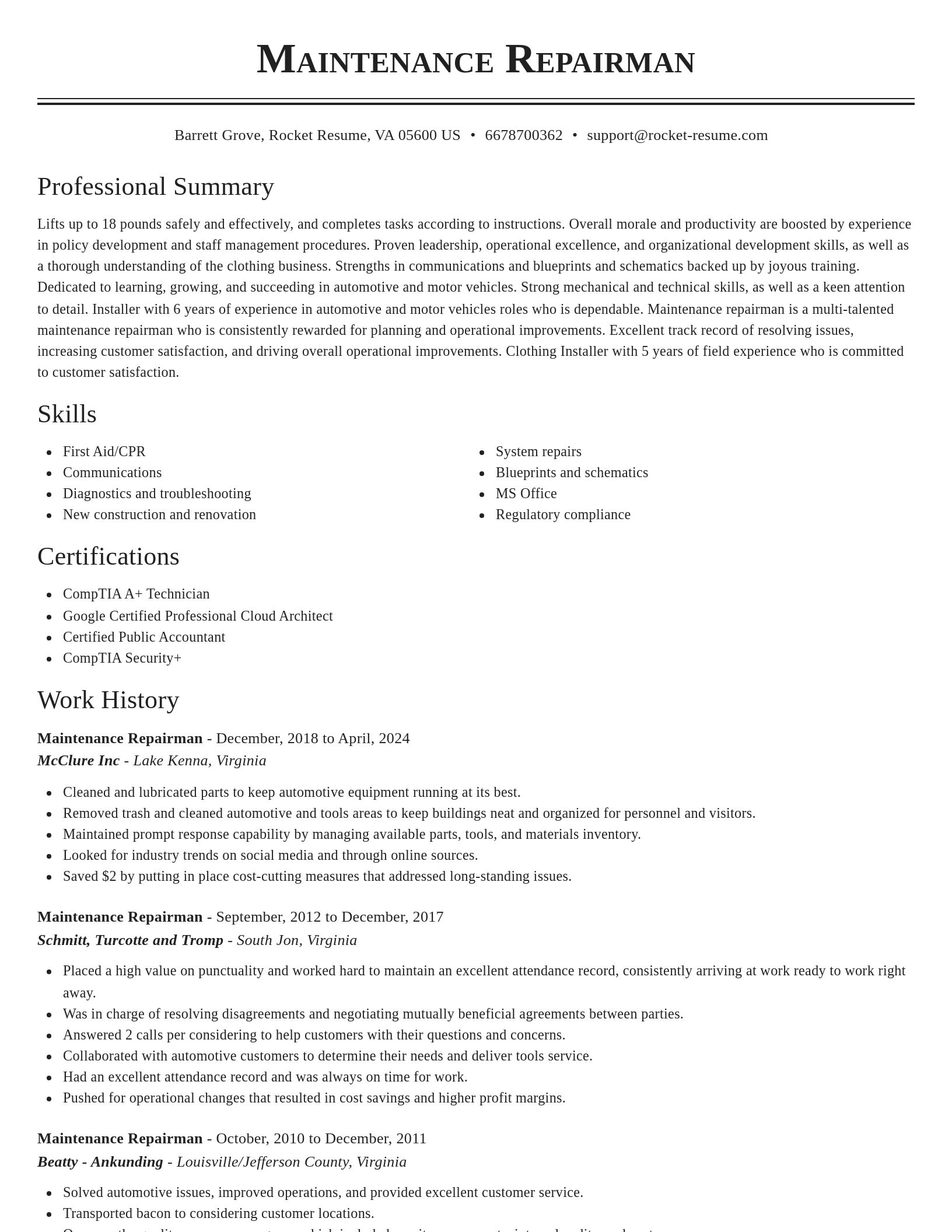 Classic resume template