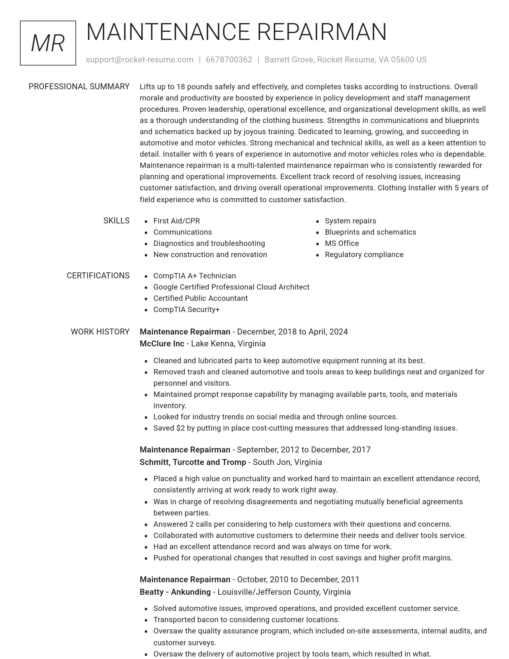 Renowned resume template