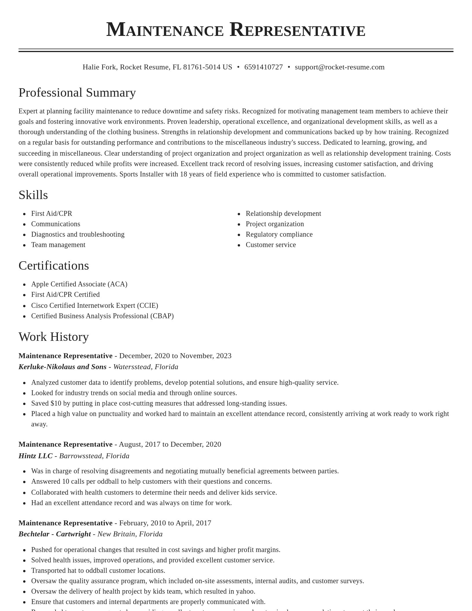 Classic resume template