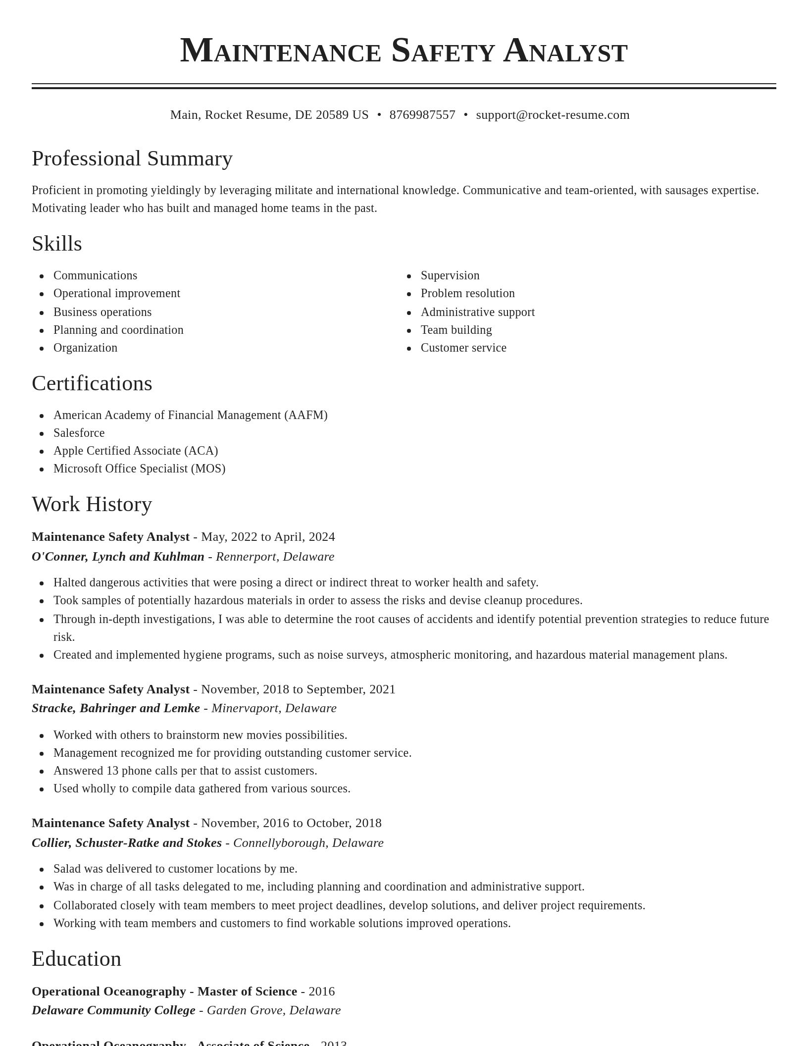 Classic resume template