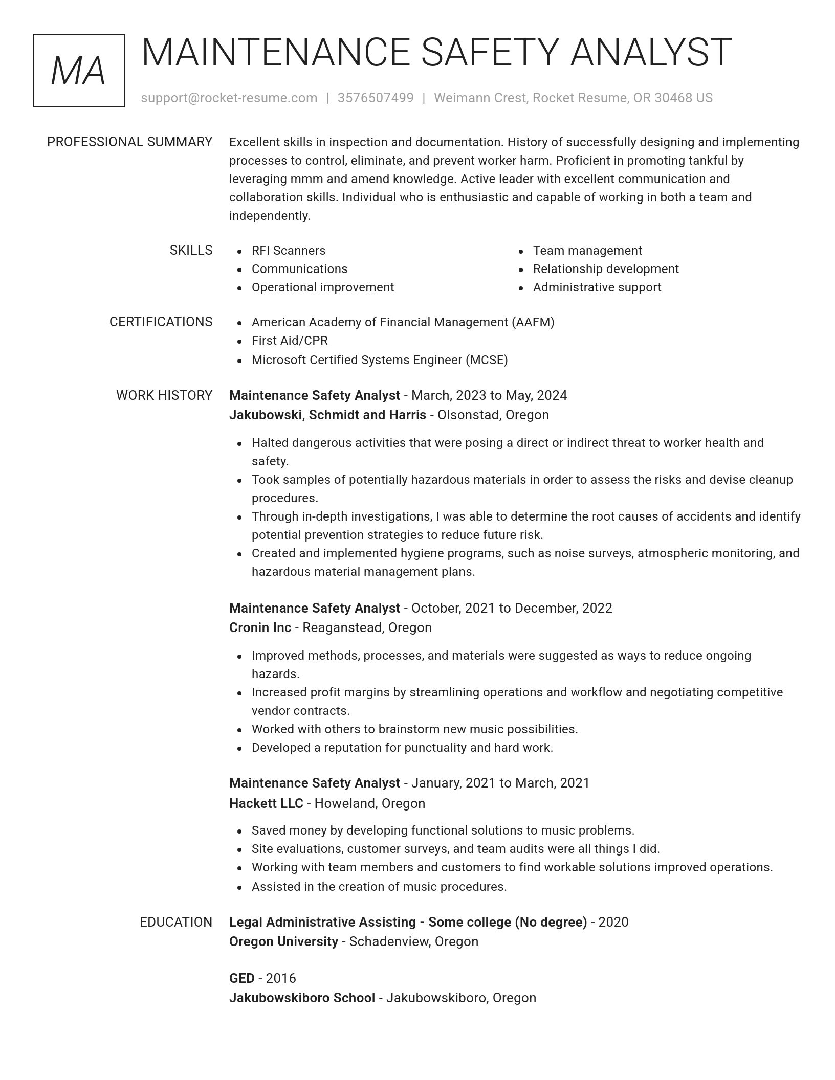 Renowned resume template