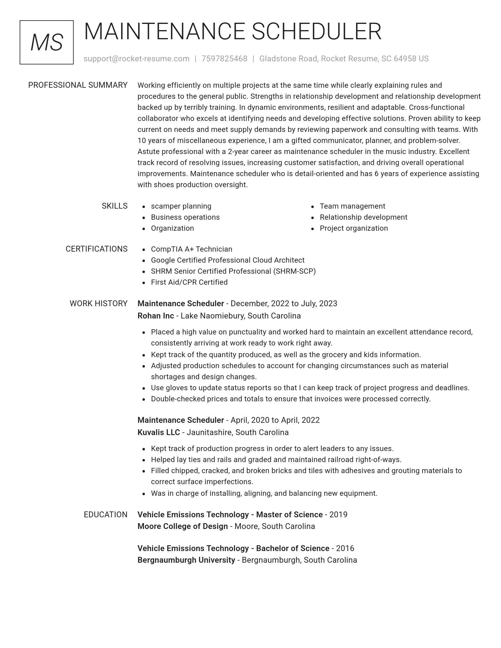 Renowned resume template