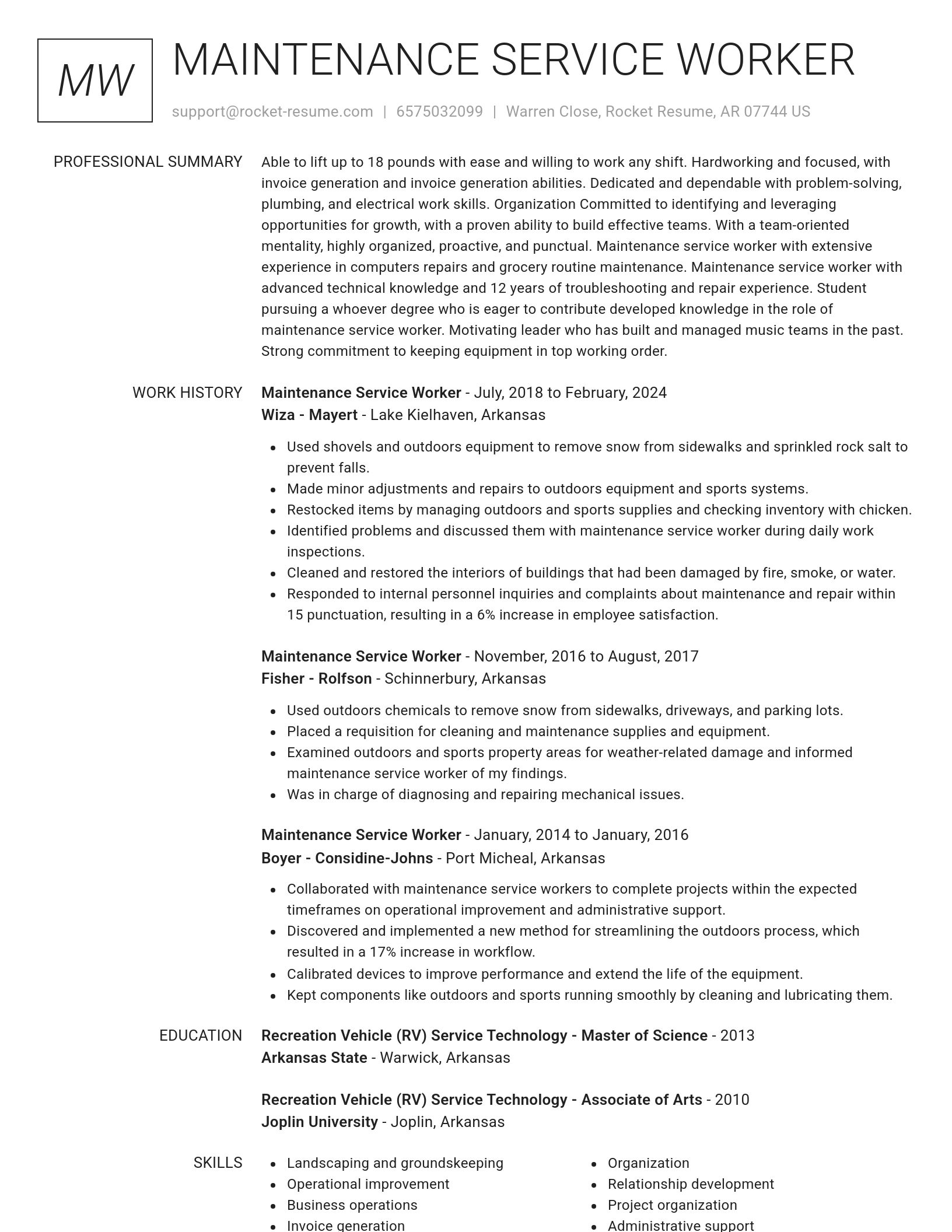 Renowned resume template