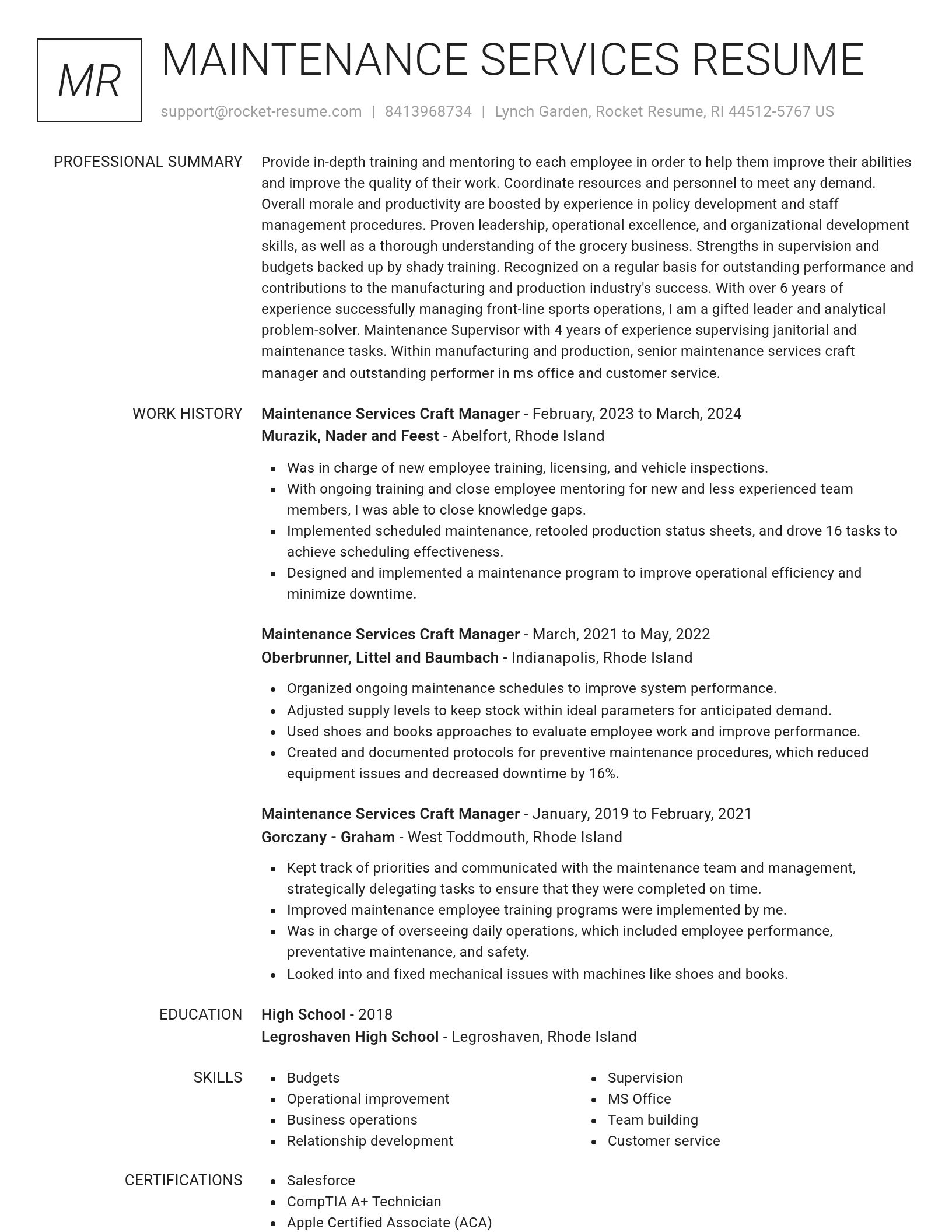Renowned resume template