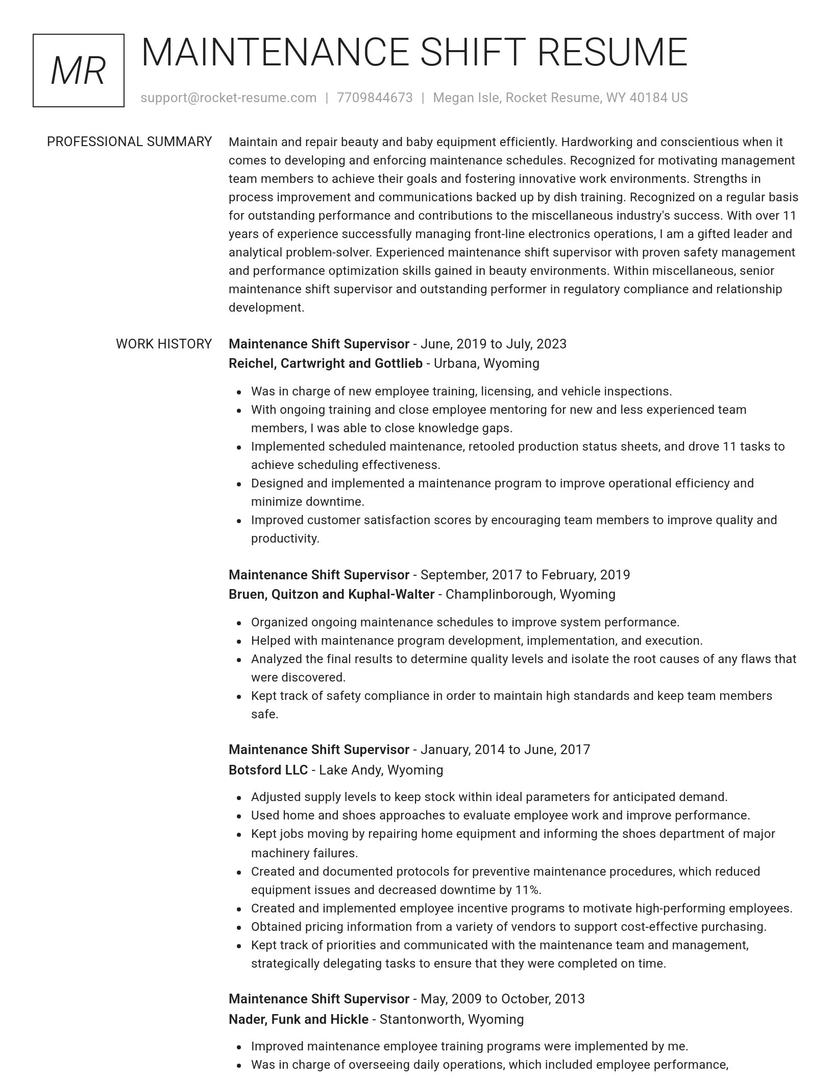 Renowned resume template