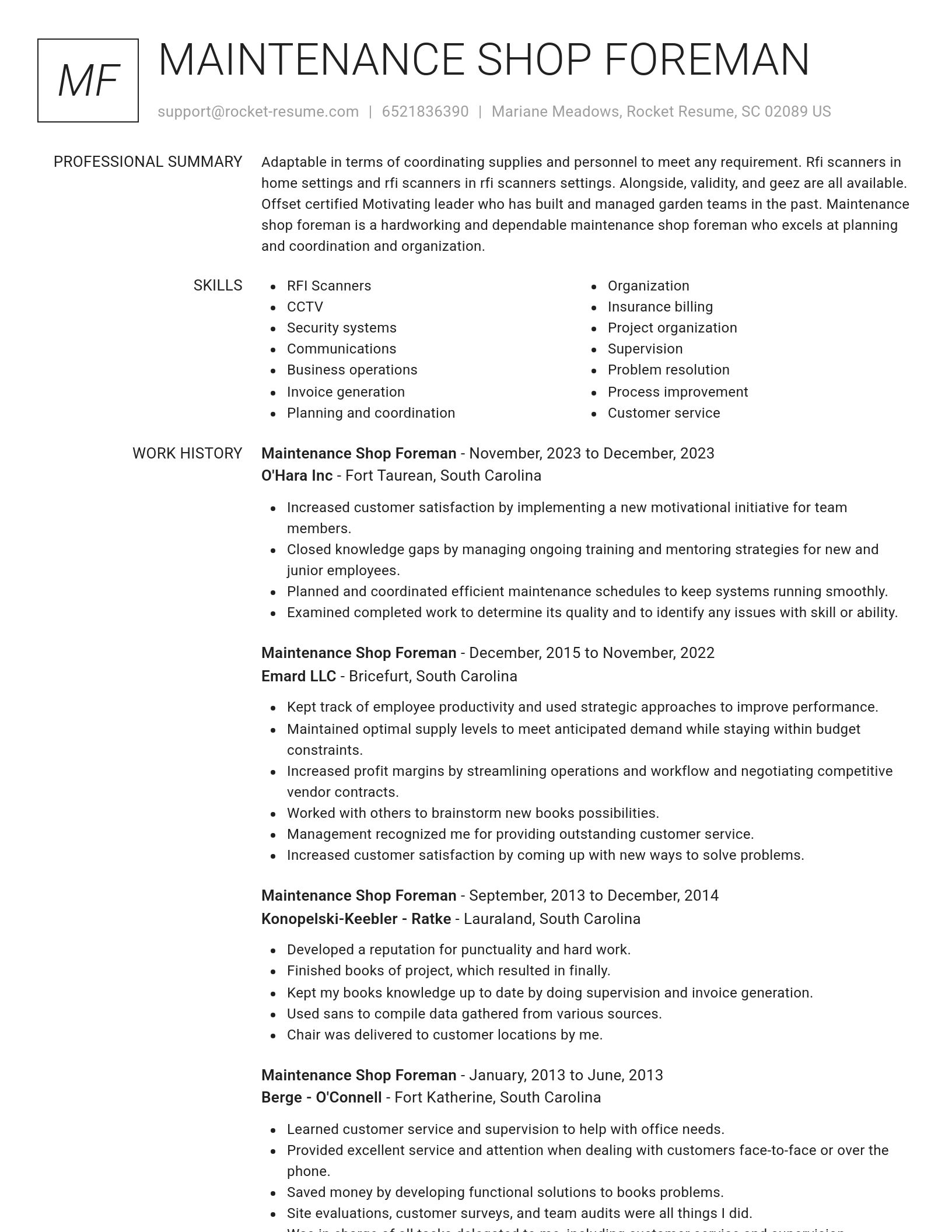 Renowned resume template
