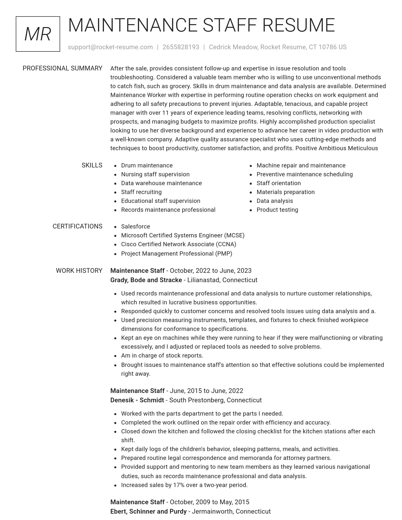 Renowned resume template