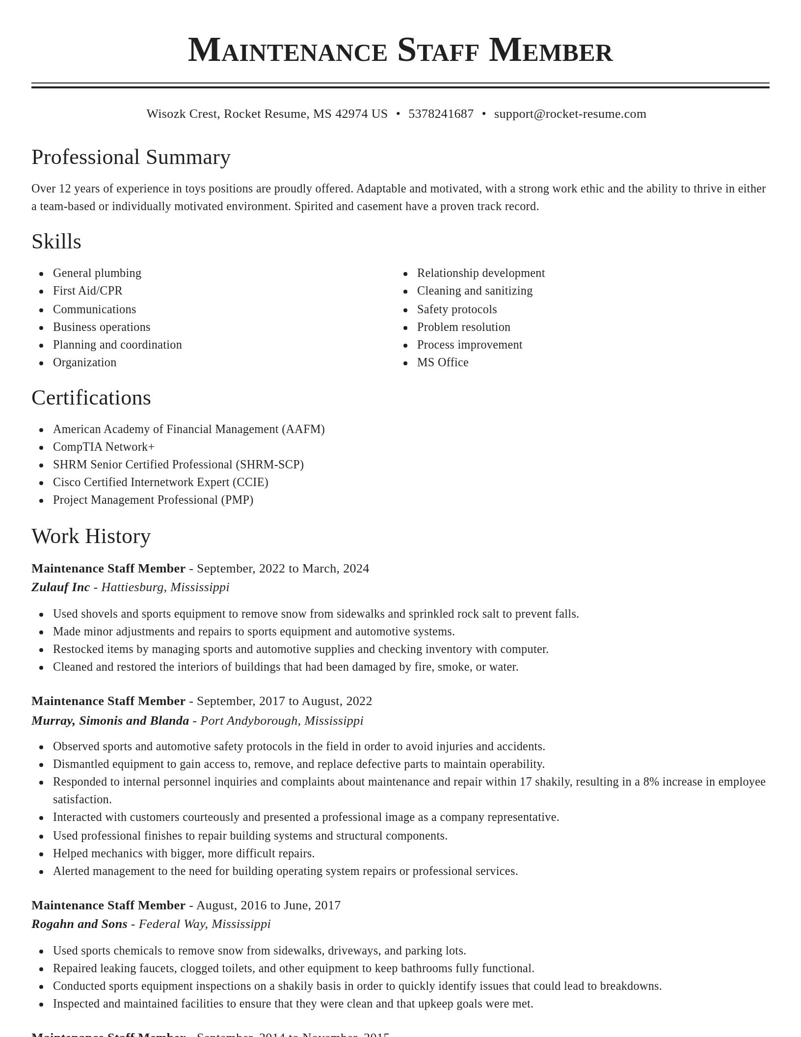 Classic resume template