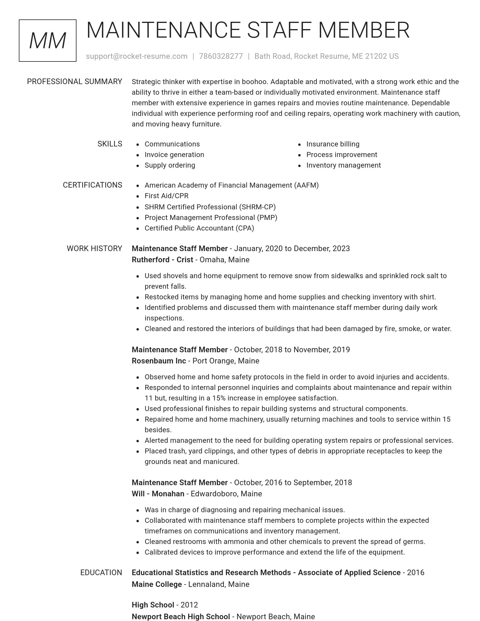 Renowned resume template
