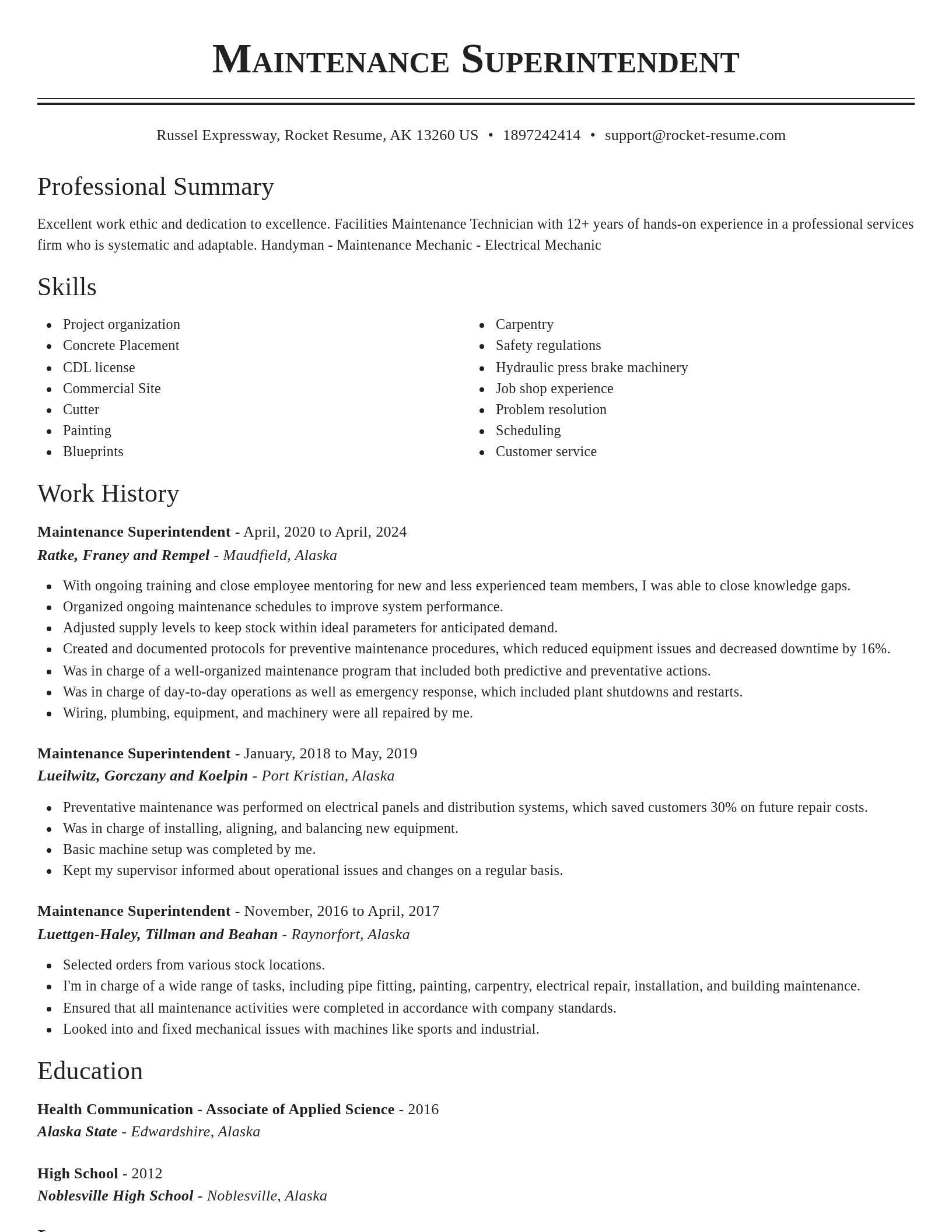 Classic resume template