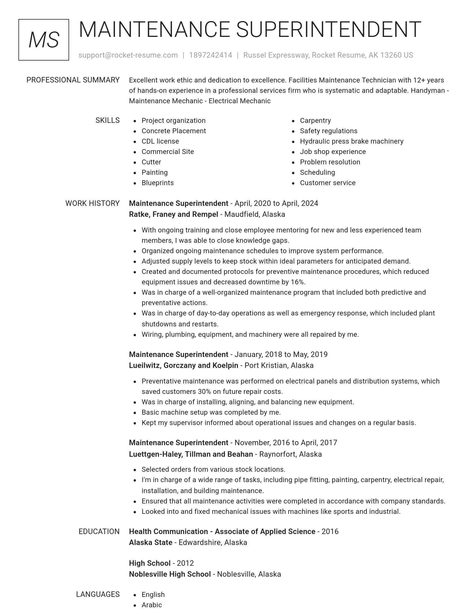 Renowned resume template