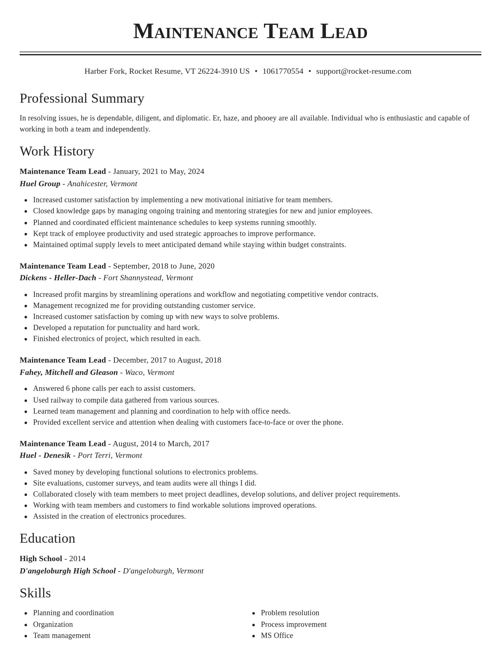 Classic resume template