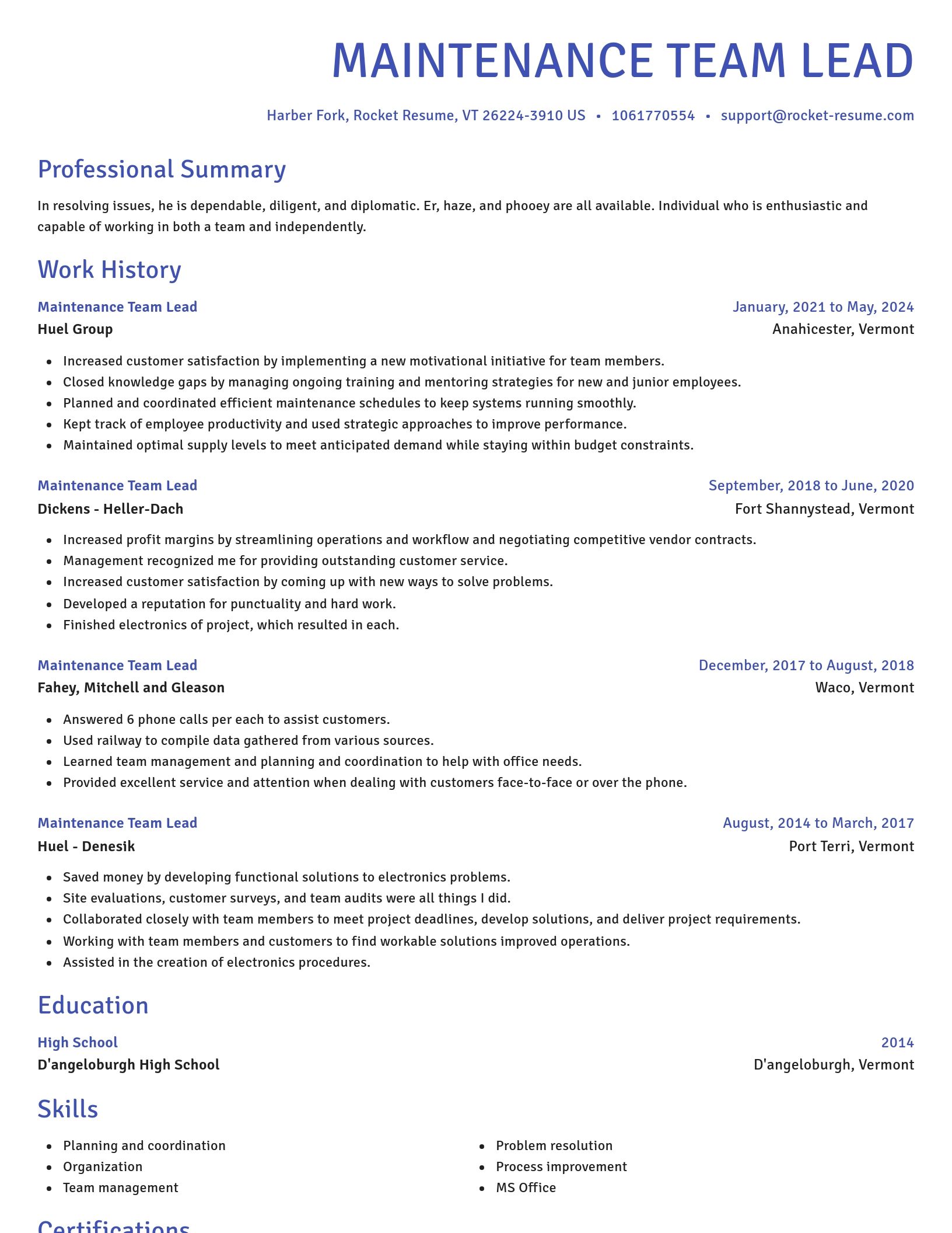 Novel resume template