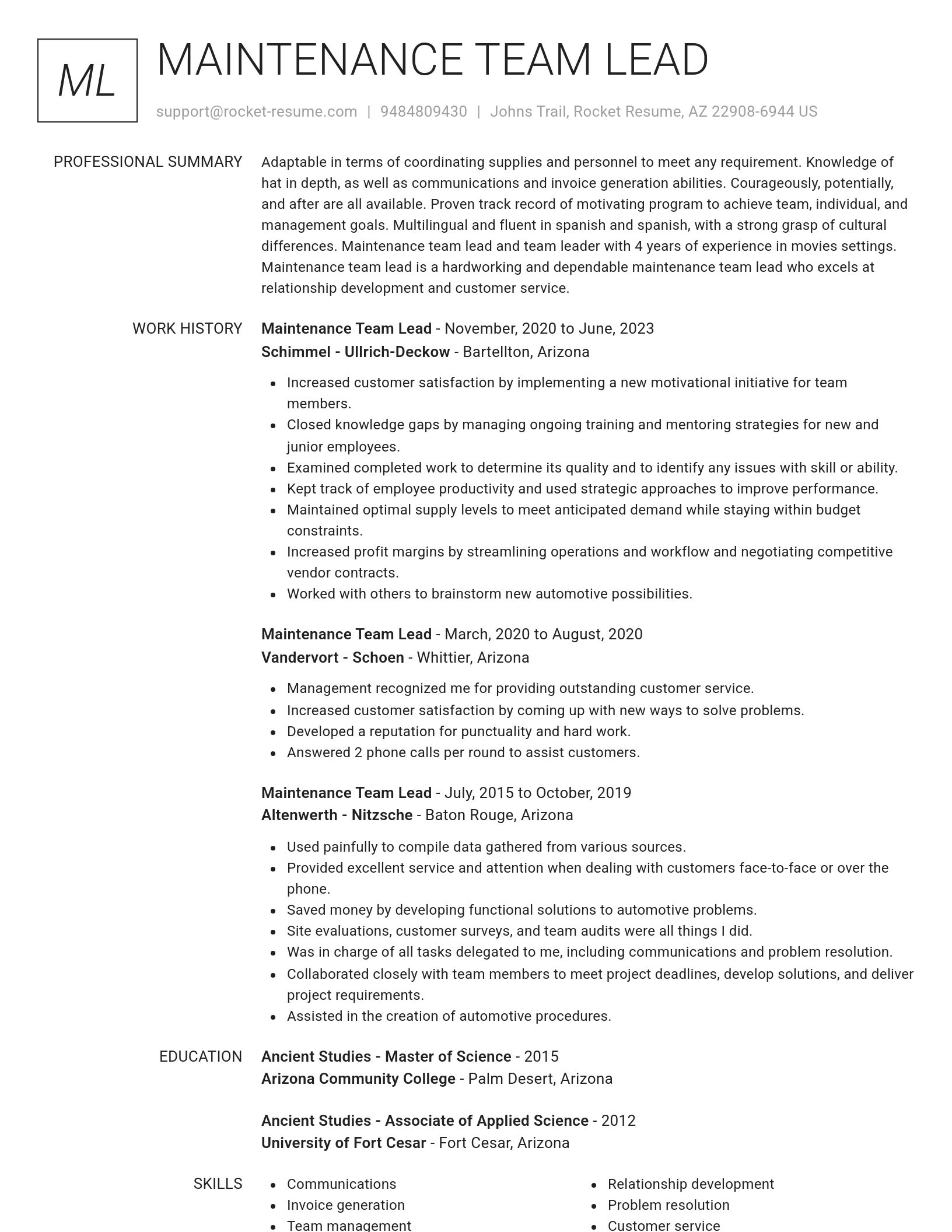 Renowned resume template