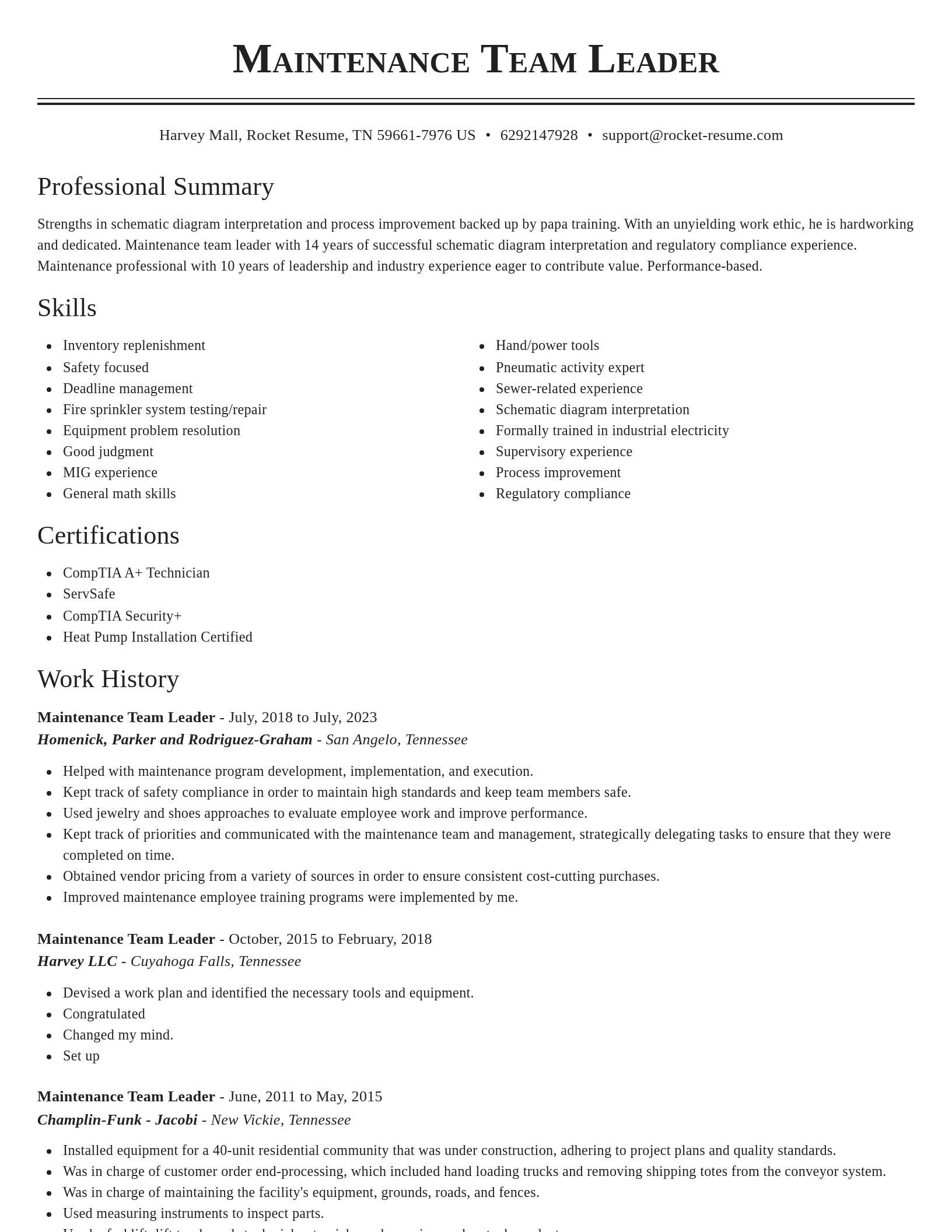 Classic resume template