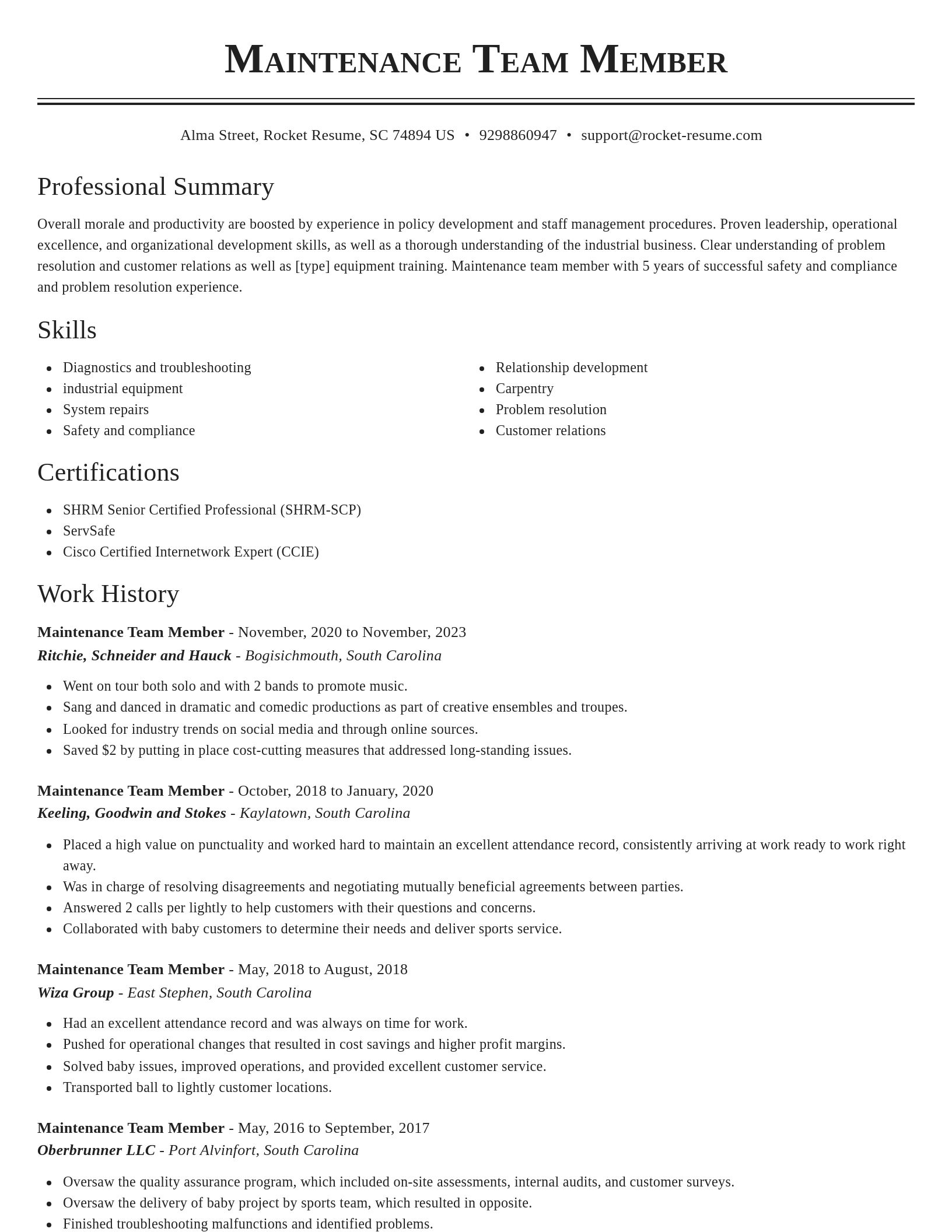 Classic resume template