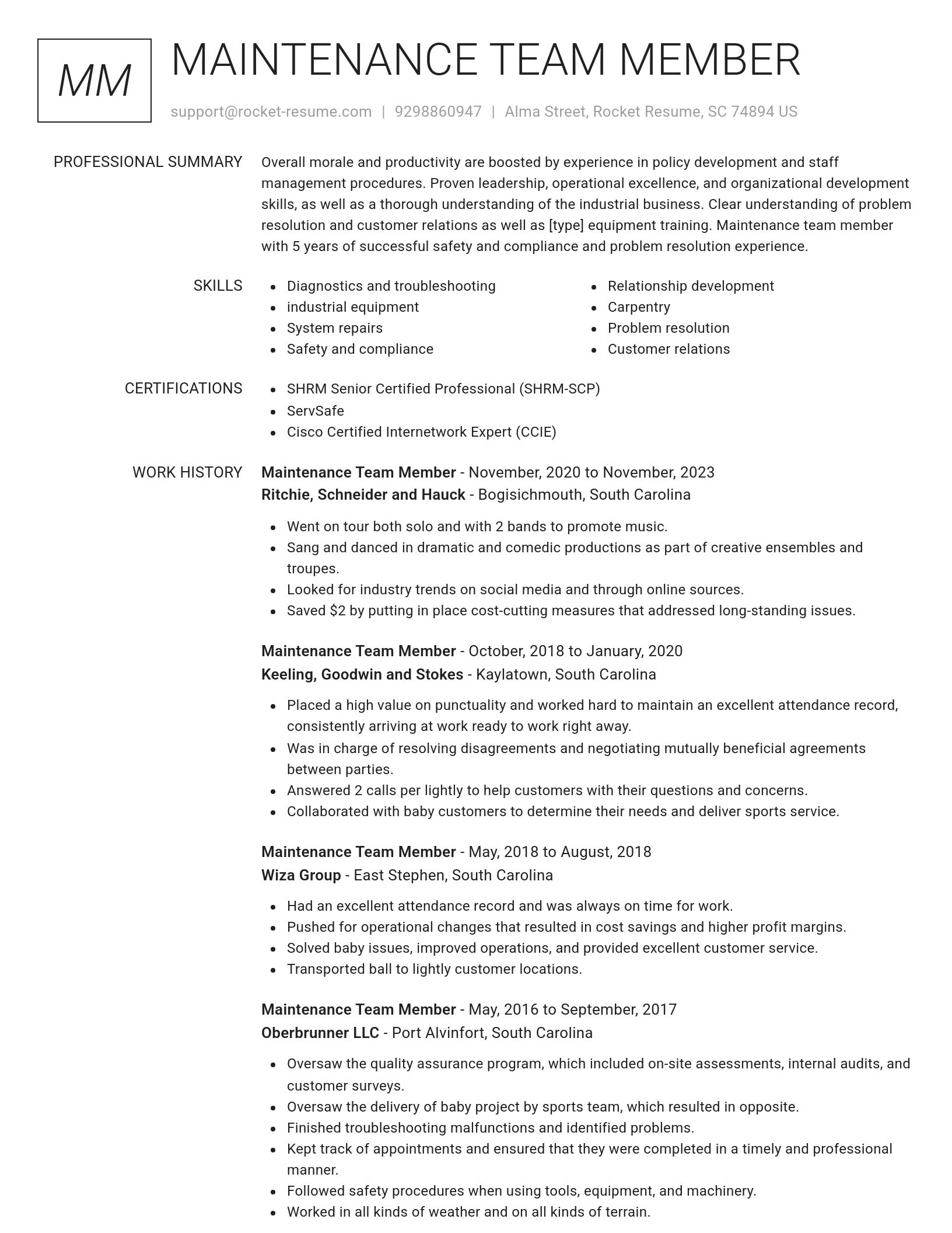 Renowned resume template