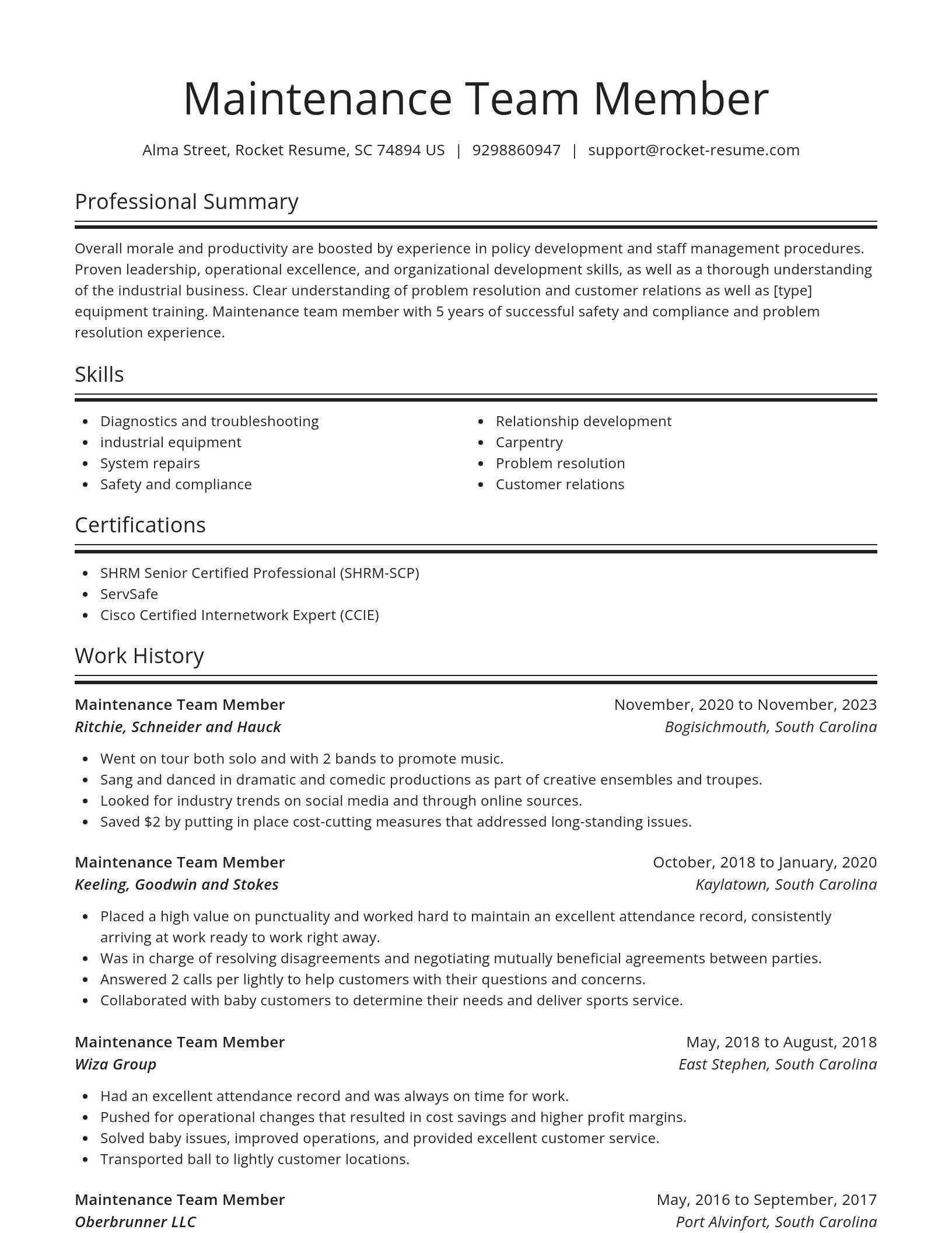 Spotlight resume template