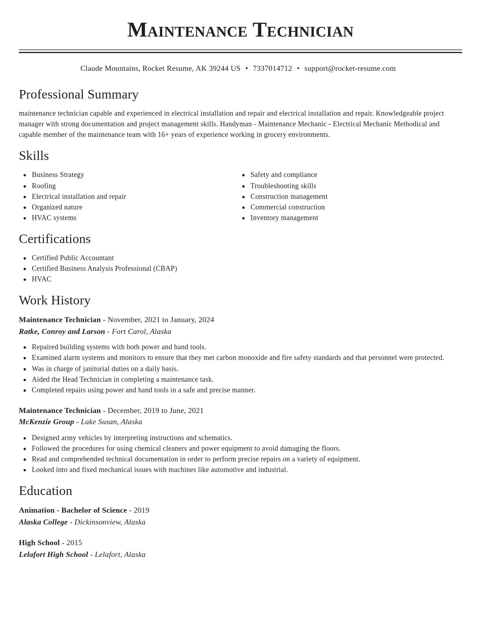 Classic resume template