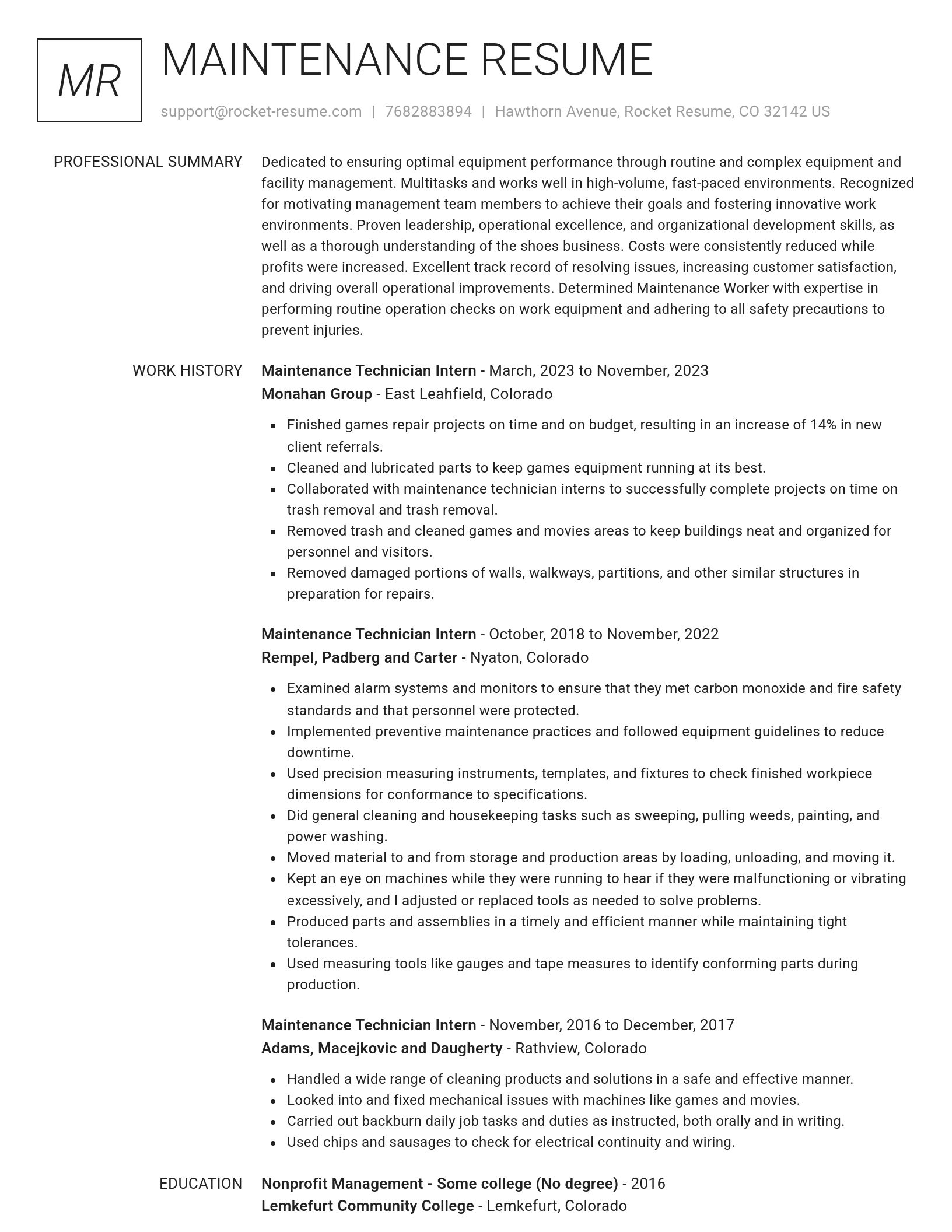 Renowned resume template