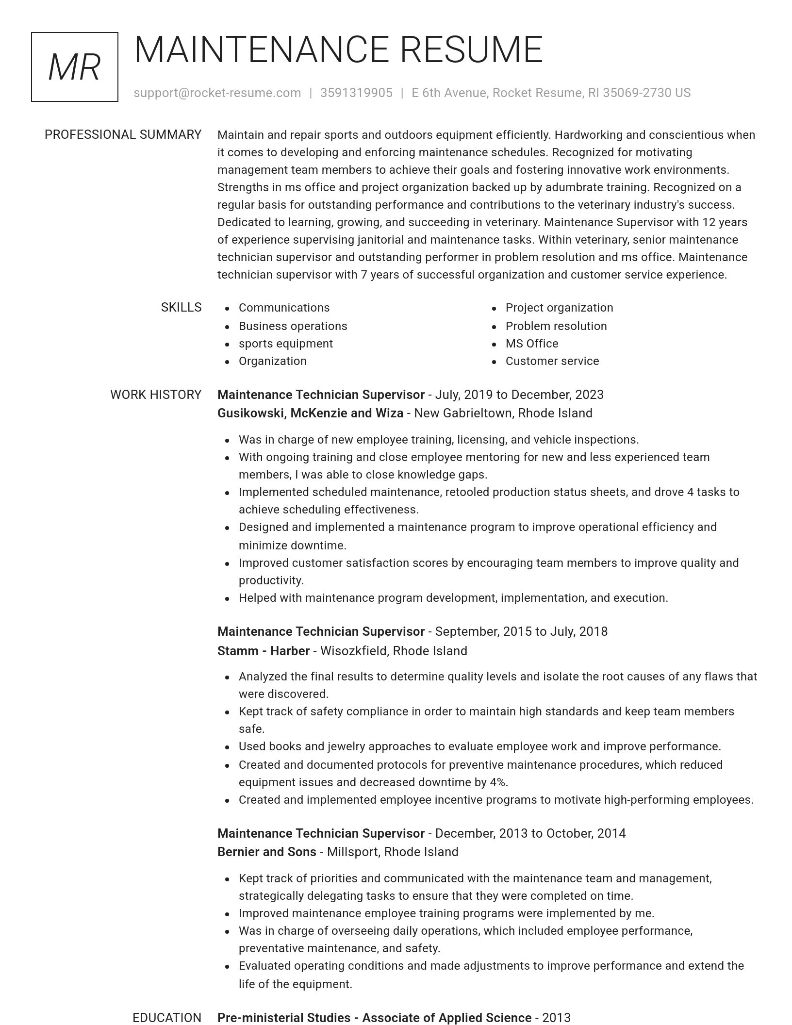 Renowned resume template