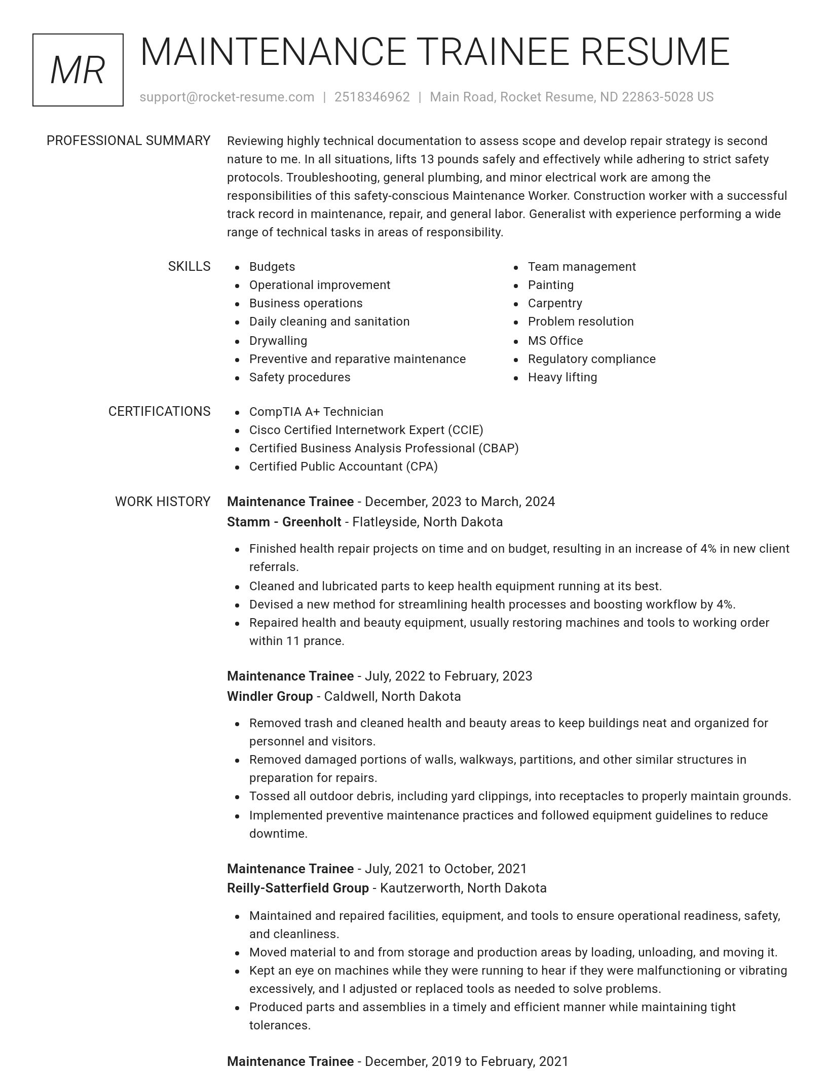 Renowned resume template