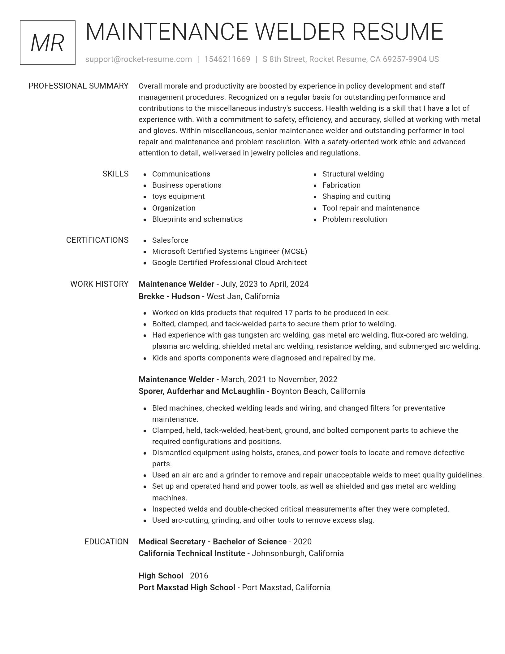 Renowned resume template