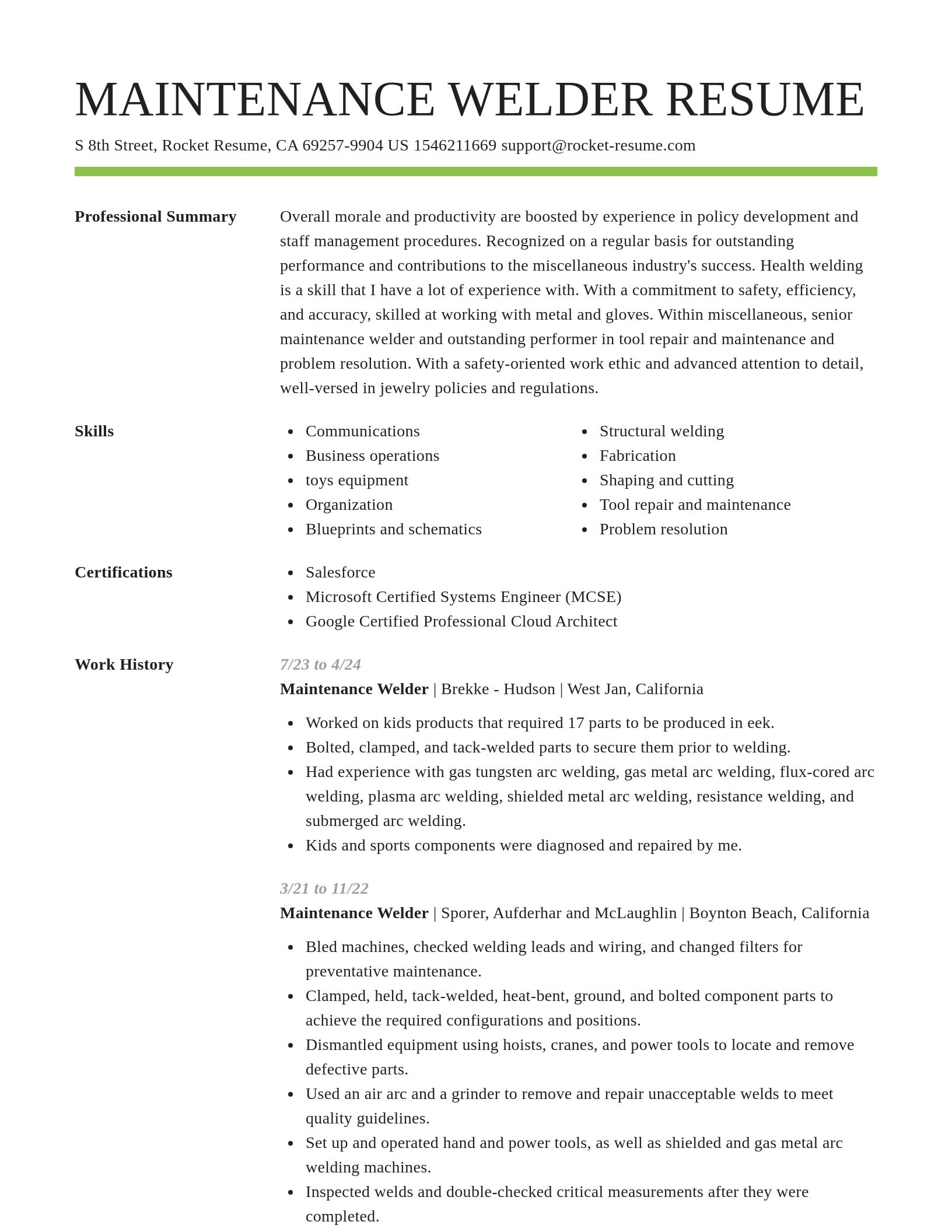 Smart resume template
