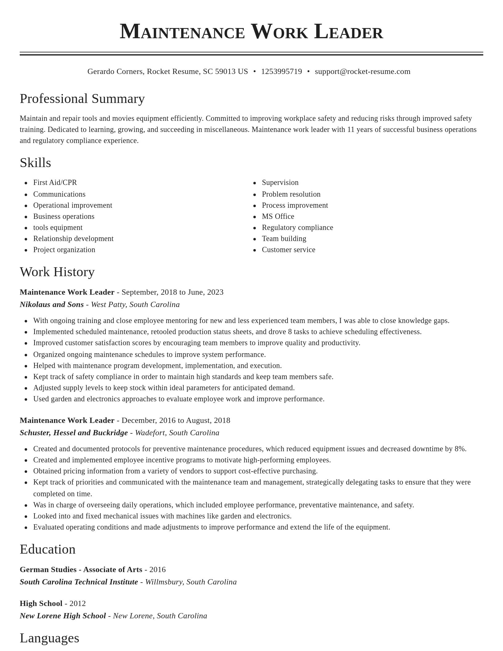 Classic resume template